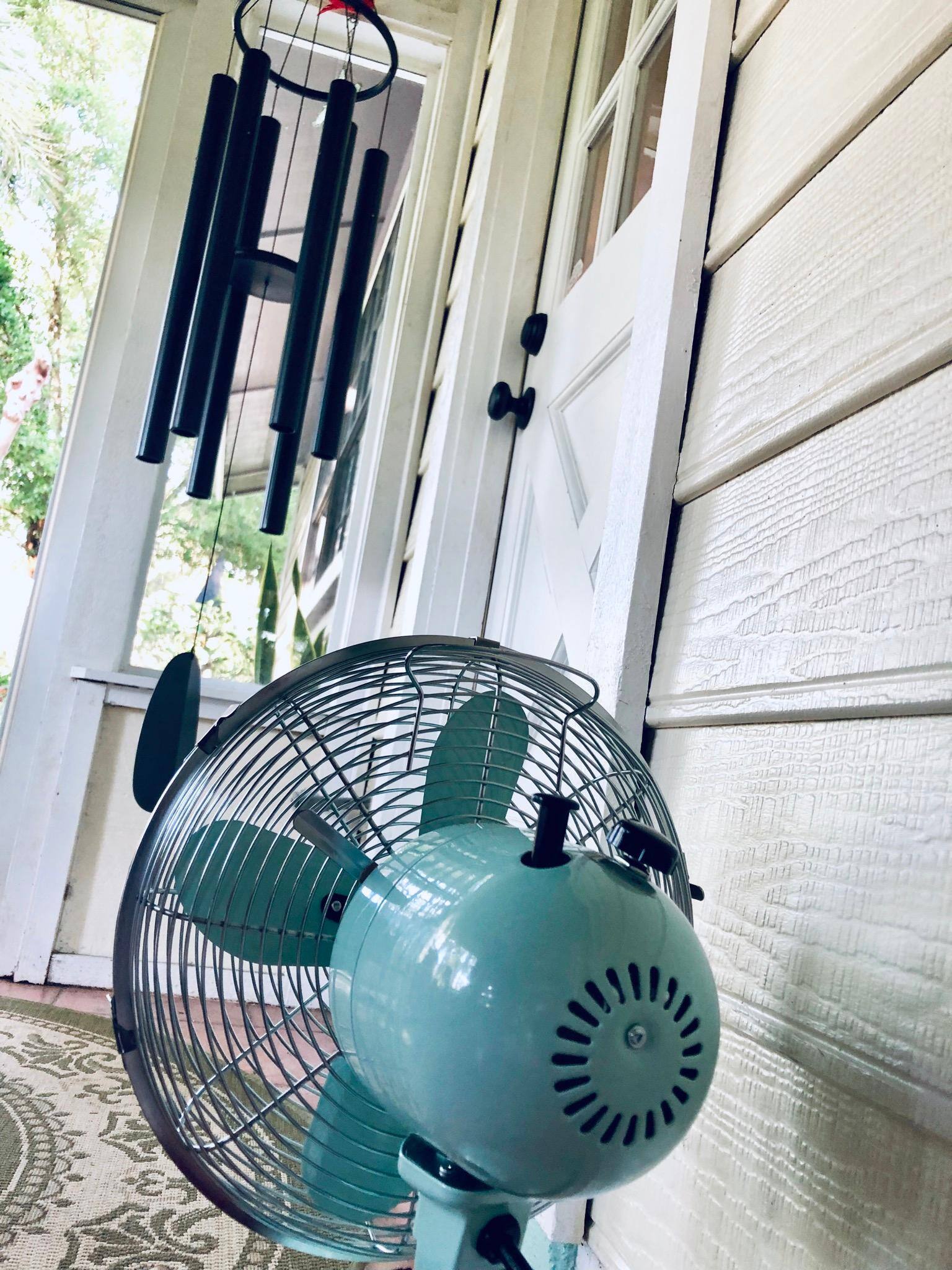 Fan blowing on chime, click to load a larger version