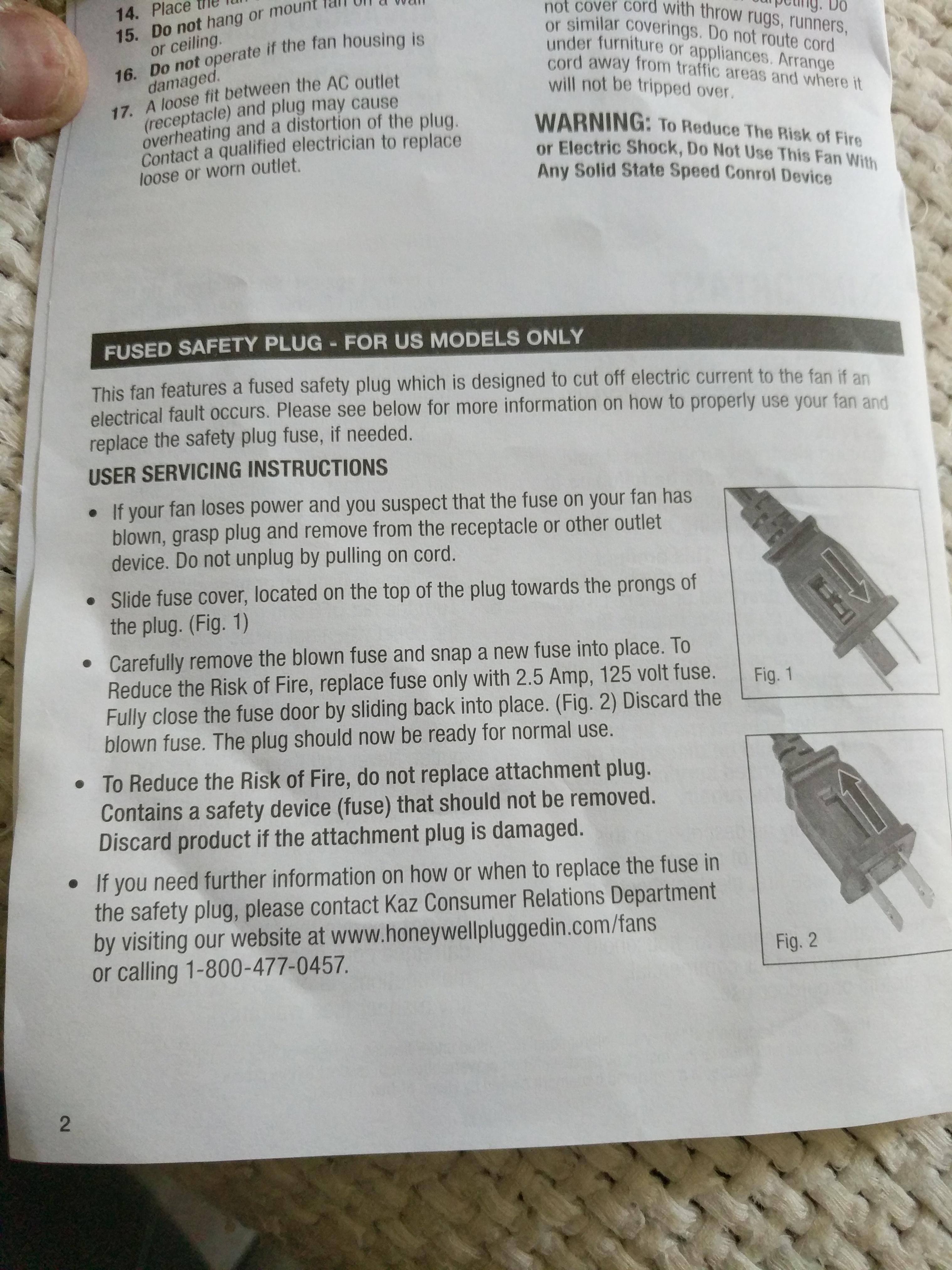 Fuse for US only, click to load a larger version