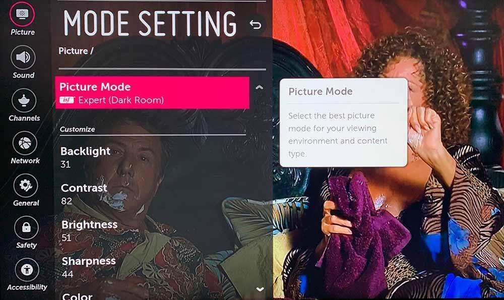 Picture Settings - (Quite a few presets available), click to load a larger version