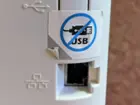 The forbidden USB port. It is a working USB port but the printer cannot be setup as a USB printer using the USB port alone., click to load a larger version