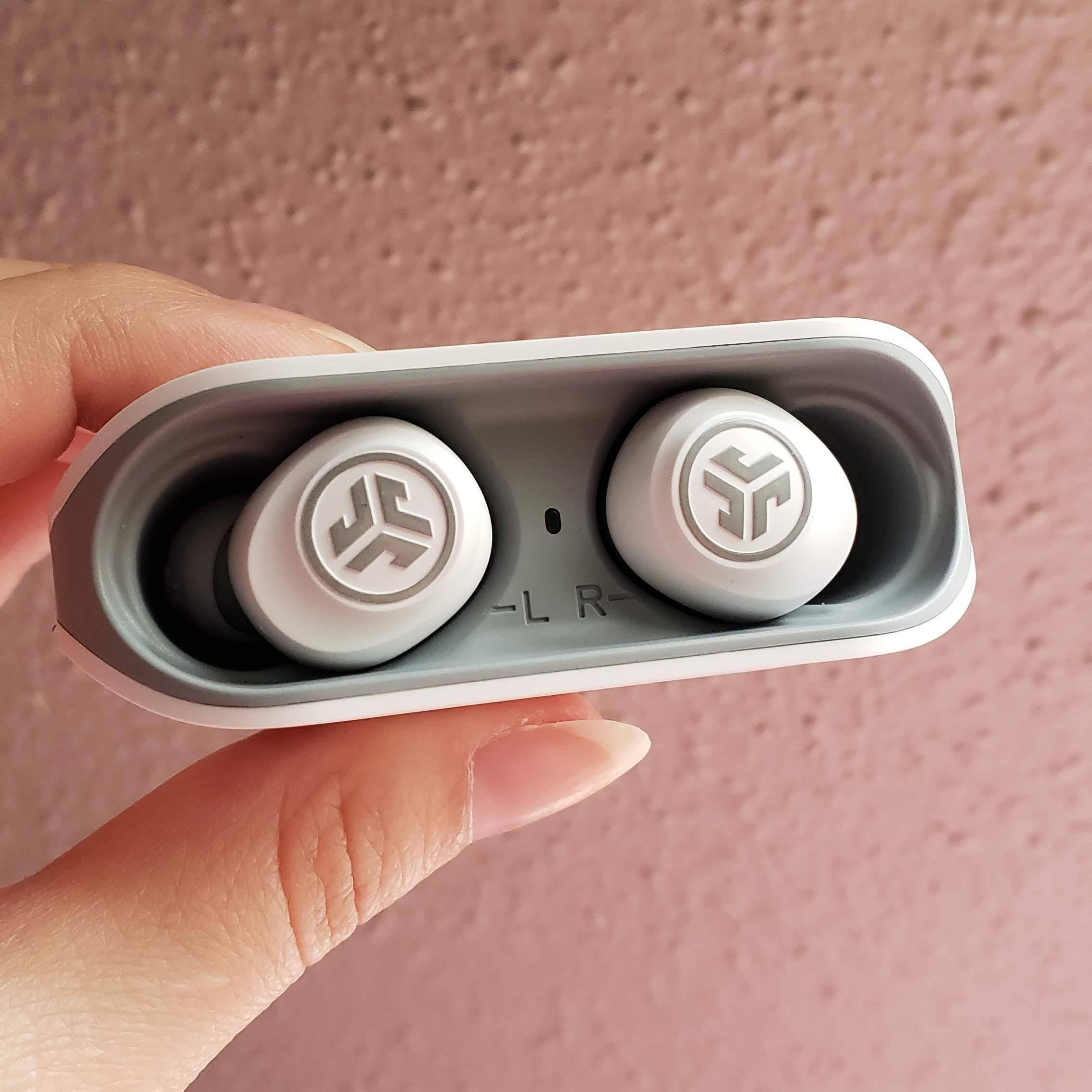 View of the earbuds in the case., click to load a larger version