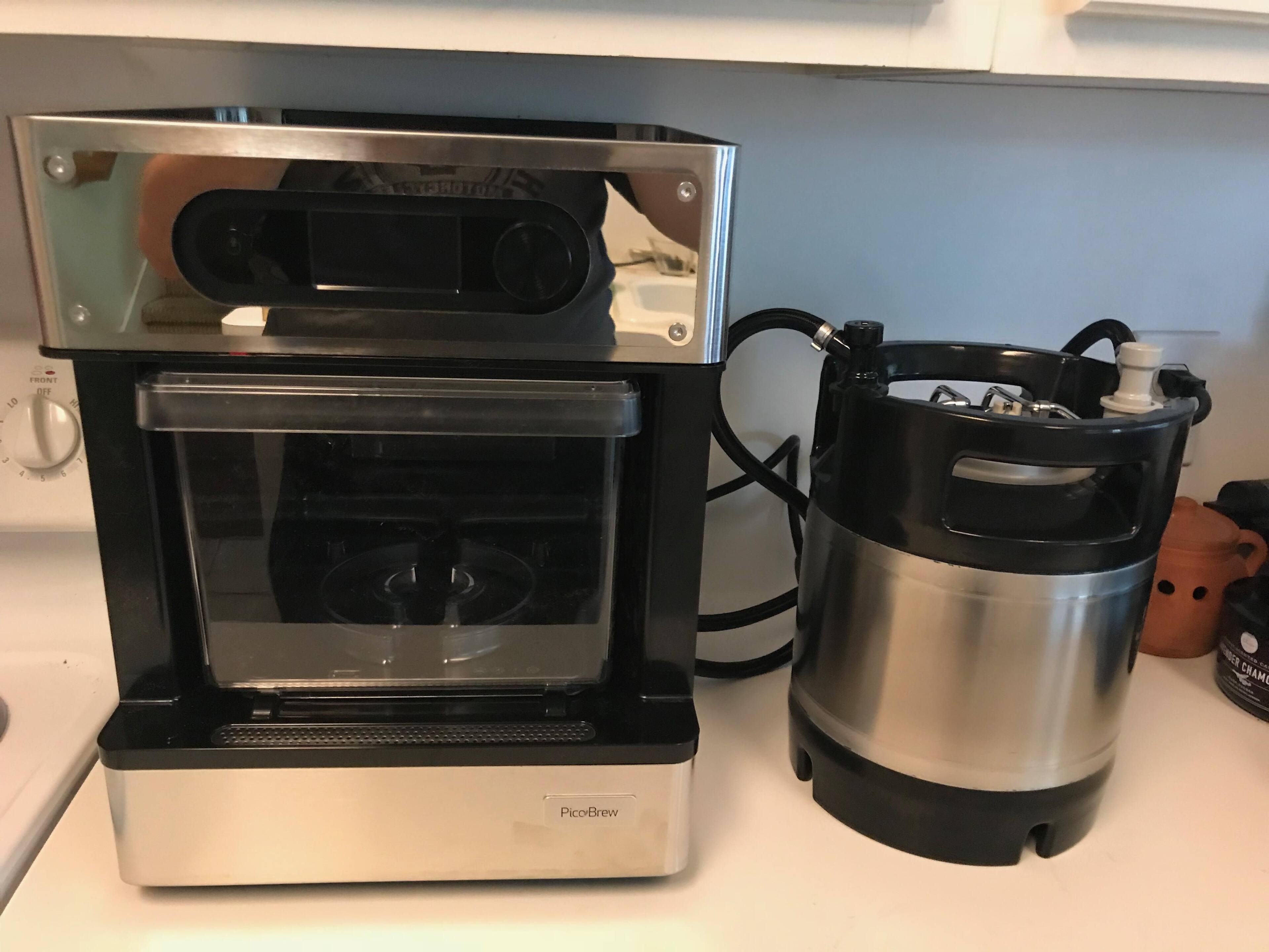 Pico Brewing Keg shown with PicoBrew, click to load a larger version