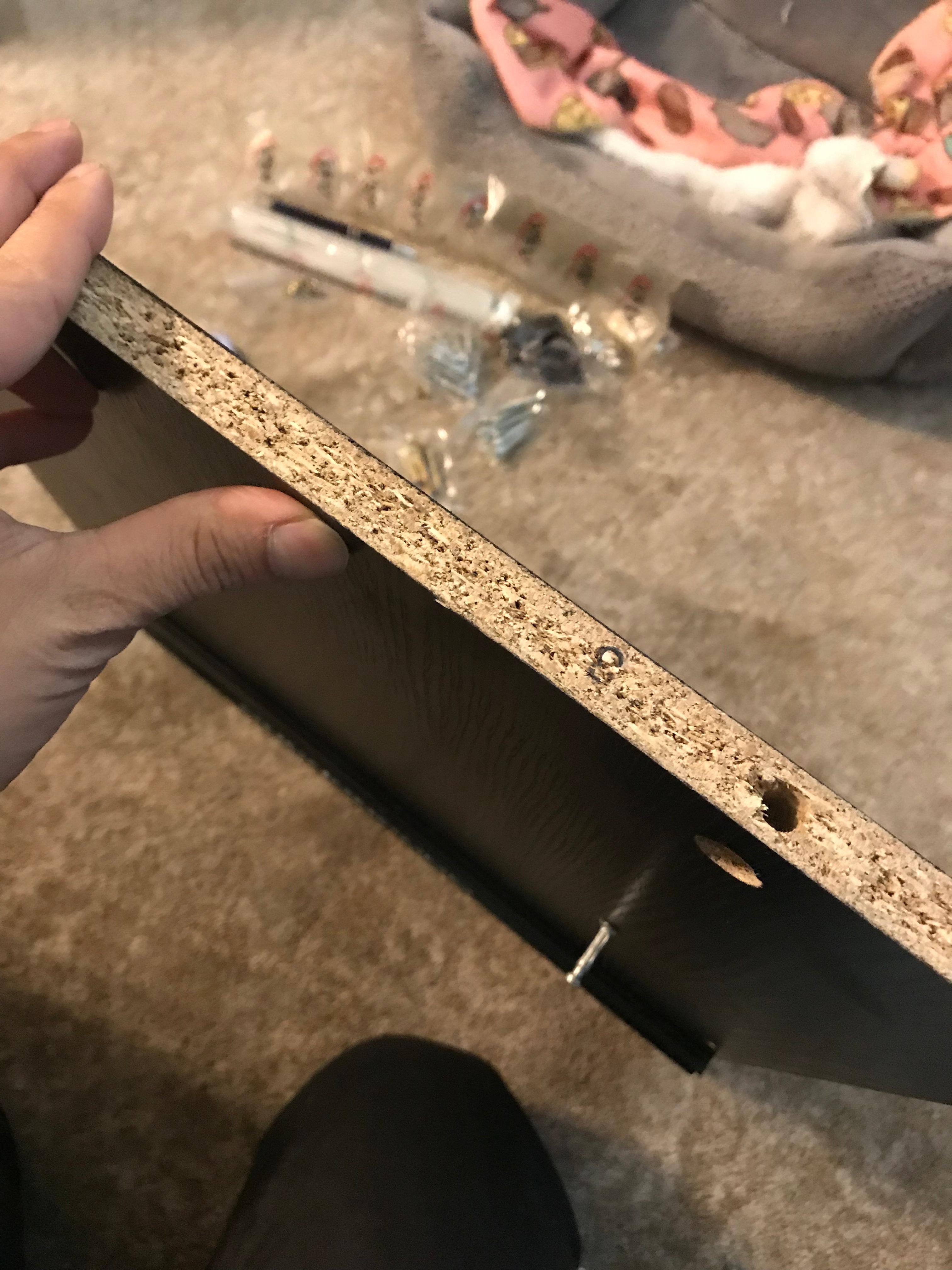 One of the shelve pieces was a duplicate and ended up with the unpainted side facing forward., click to load a larger version