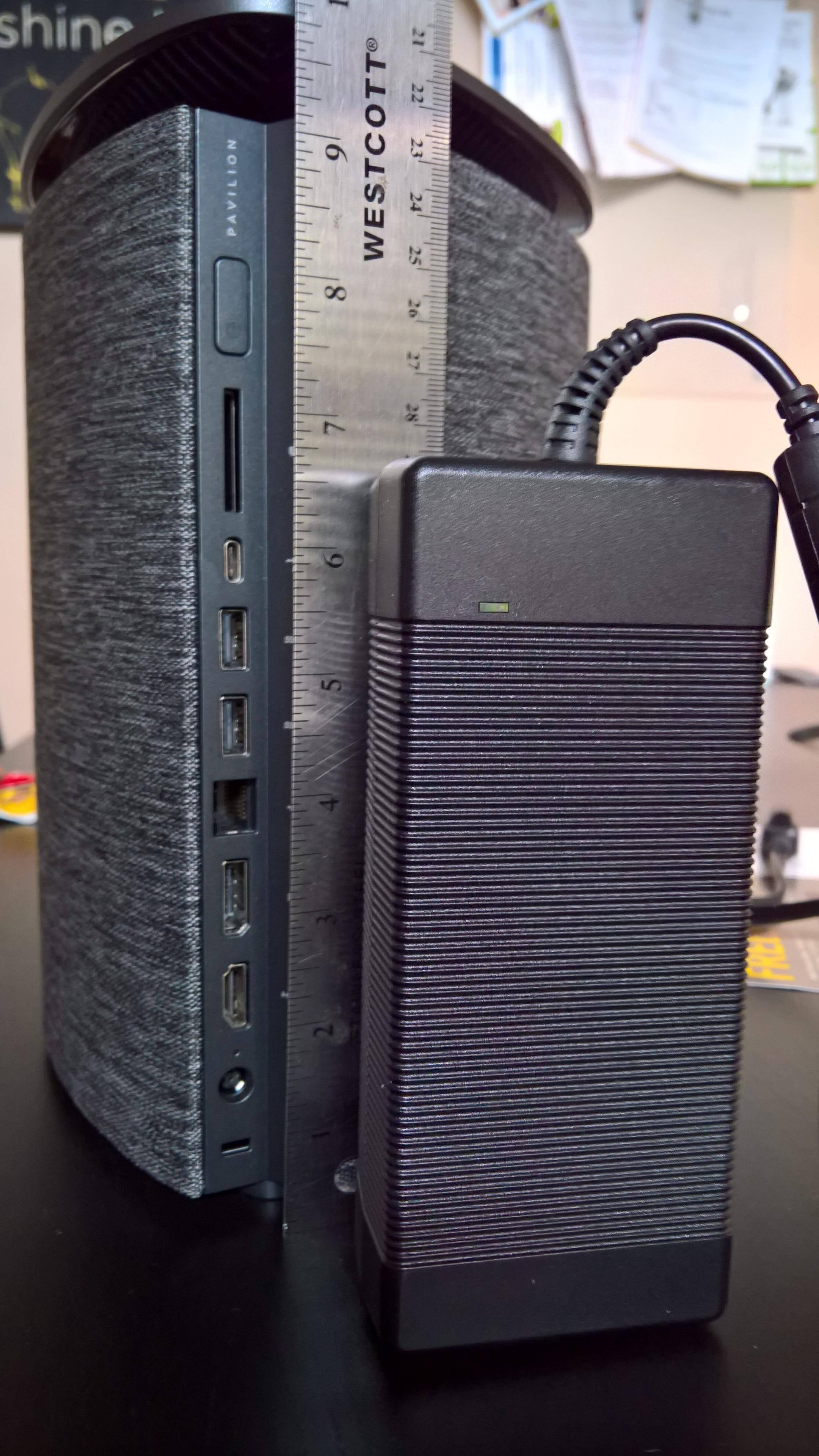 Height of tower and size of power brick, click to load a larger version