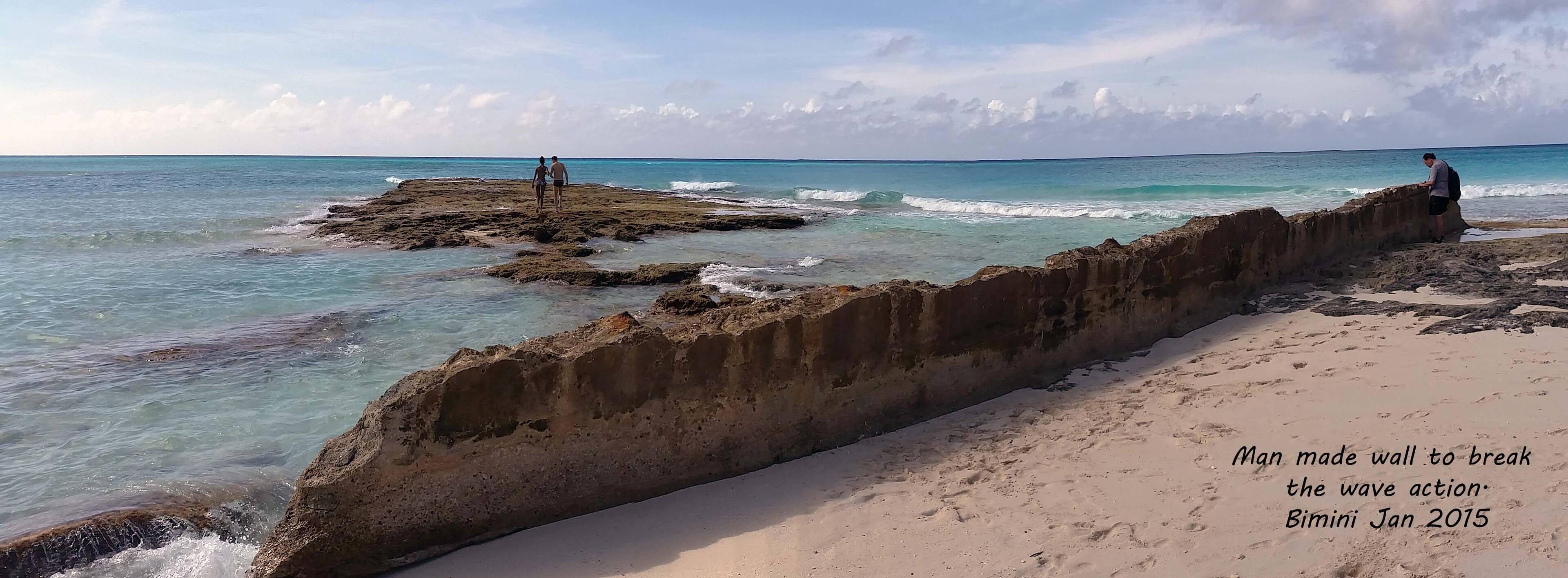 Atlantic breaker wall Bimini Island, Jan 2015, click to load a larger version