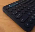 Showing power switch and lights on the left side of the keyboard., click to load a larger version