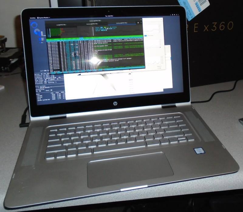 Fedora 24 on Spectre x360, click to load a larger version