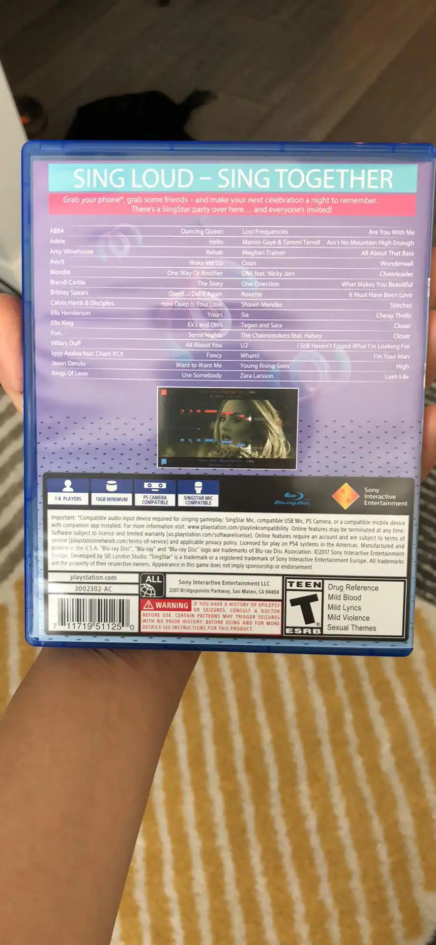 Back of Packaging (All Included Songs), click to load a larger version