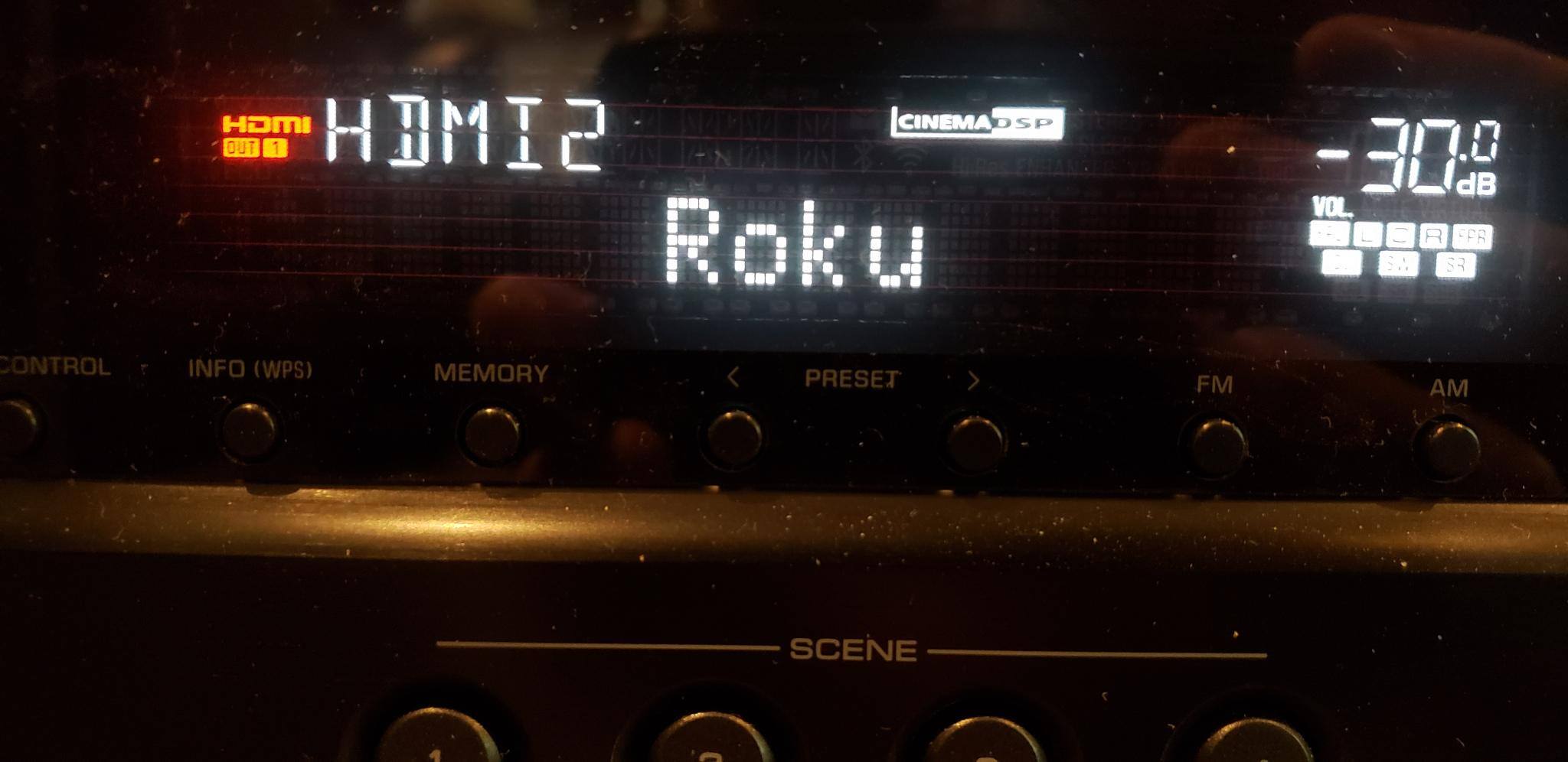 Text are is fairly long and can be customized for inputs. Smaller labels, such as CinemaDSP are hard to see., click to load a larger version
