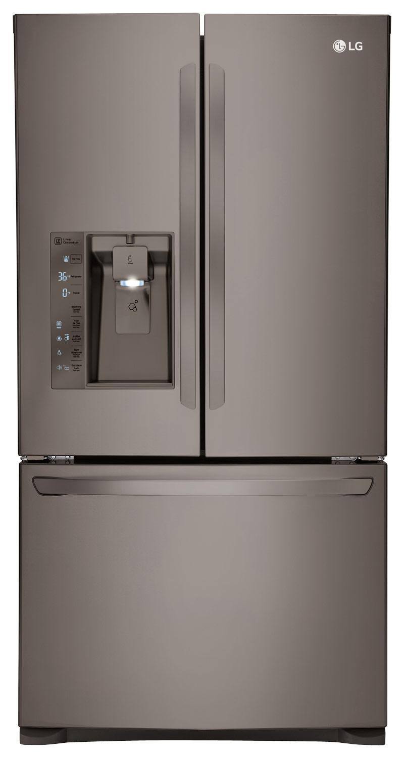 LG - 24.0 Cu. Ft. Counter-Depth French Door Refrigerator - Black stainless steel, click to load a larger version