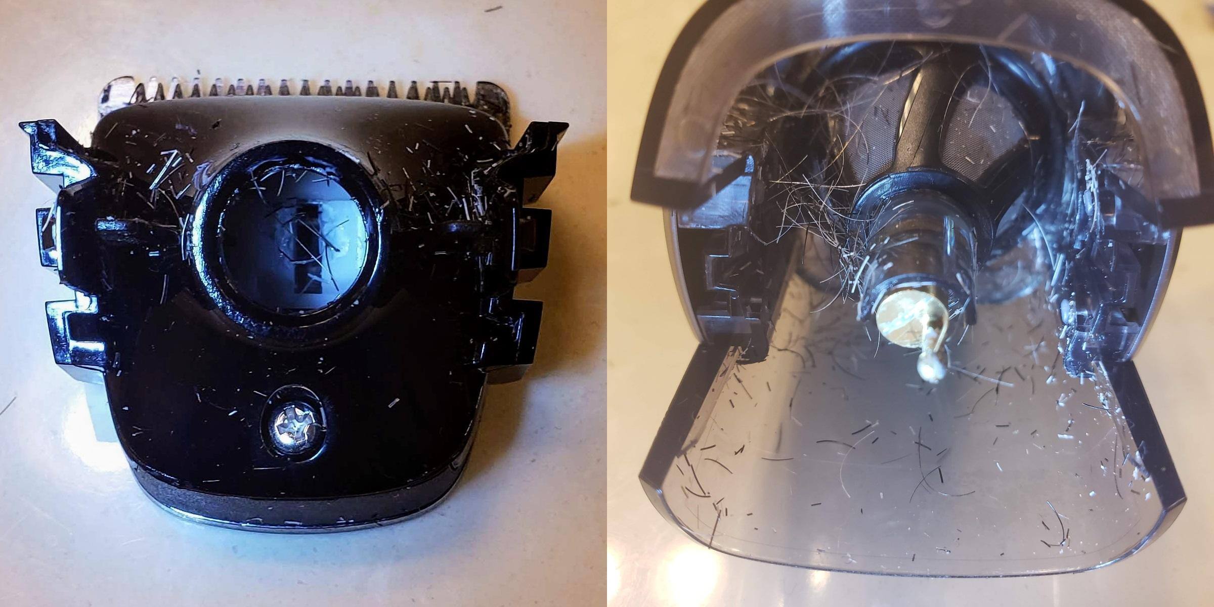 Hair gets trapped in areas with grease and is challenging to clean., click to load a larger version