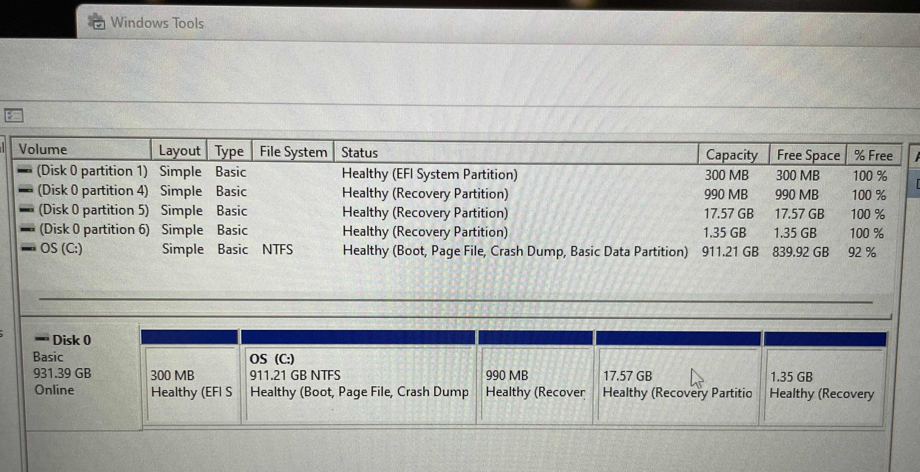 Disk usage after upgrade, click to load a larger version