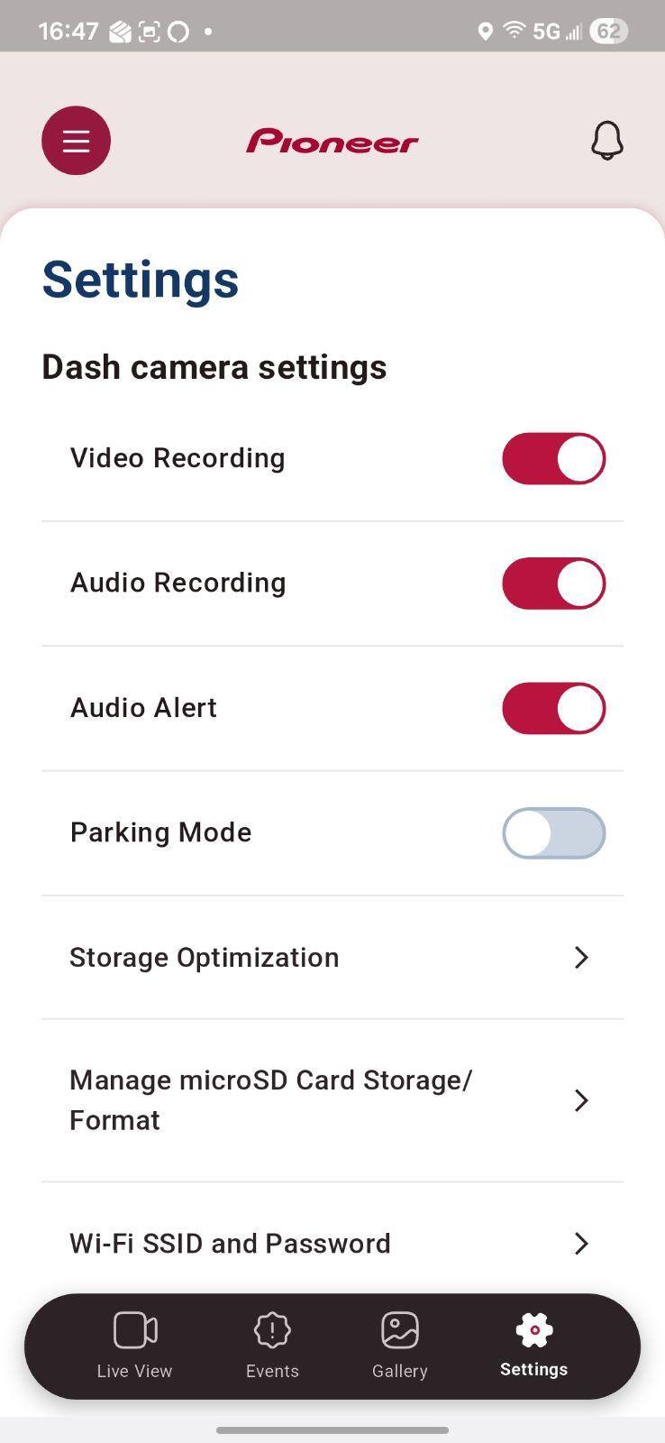 Settings screen, note you can turn off audio alerts, which is my favorite feature, and not all cams allow you to turn off audible notifications., click to load a larger version