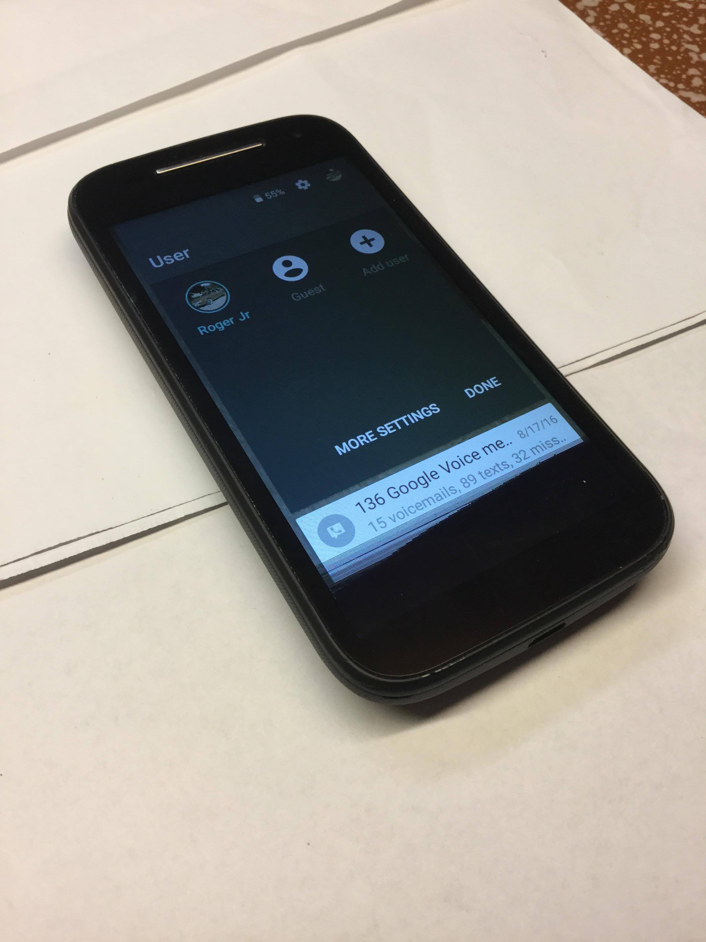 Front of phone showing where you switch users, click to load a larger version