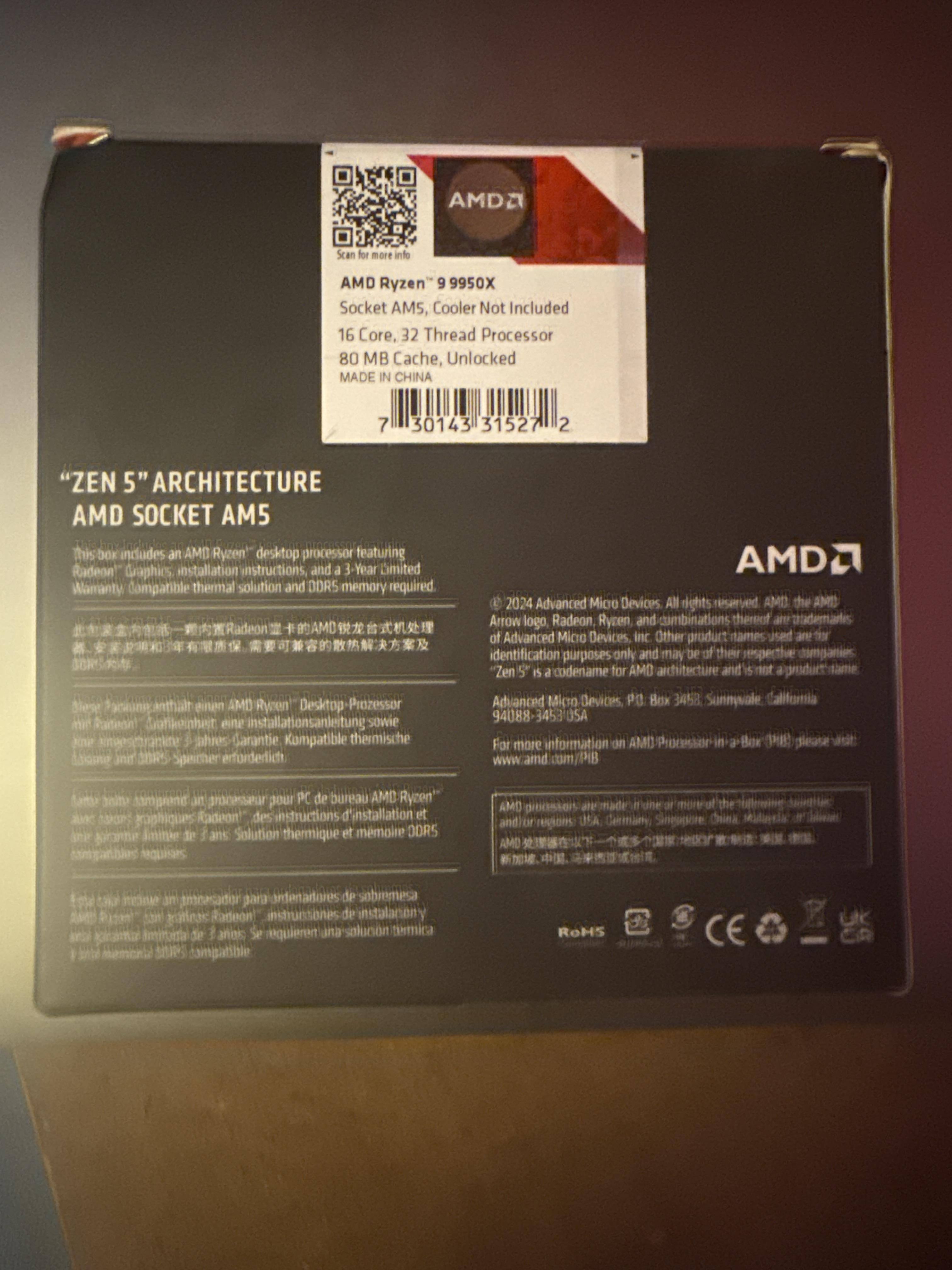 AMD Ryzen 9 9950X 16 Core 32 Thread 4.3 GHz (5.7 GHz Max Boost