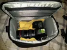 Canon 6d with L lens, in Lowepro compact bag, hot show bubble leveler connected., click to load a larger version