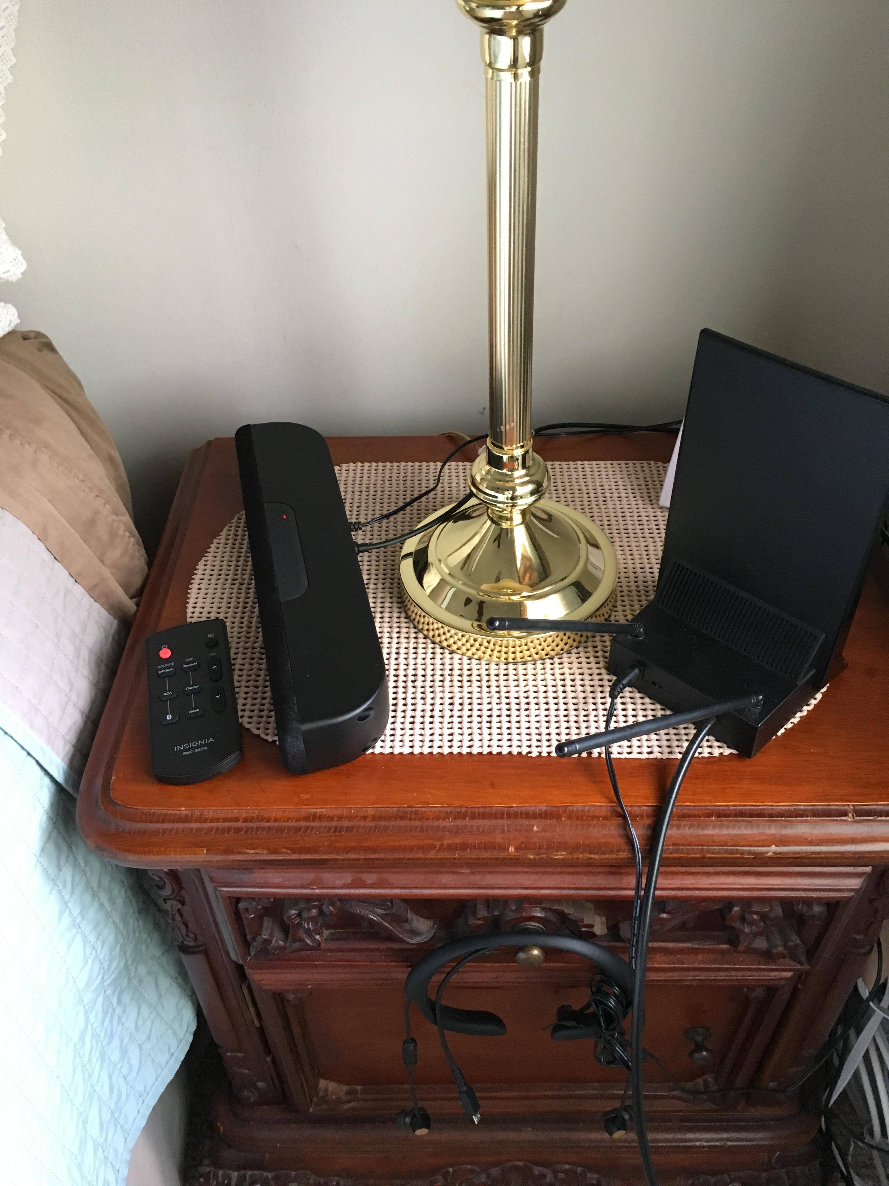Soundbar next to bed, click to load a larger version