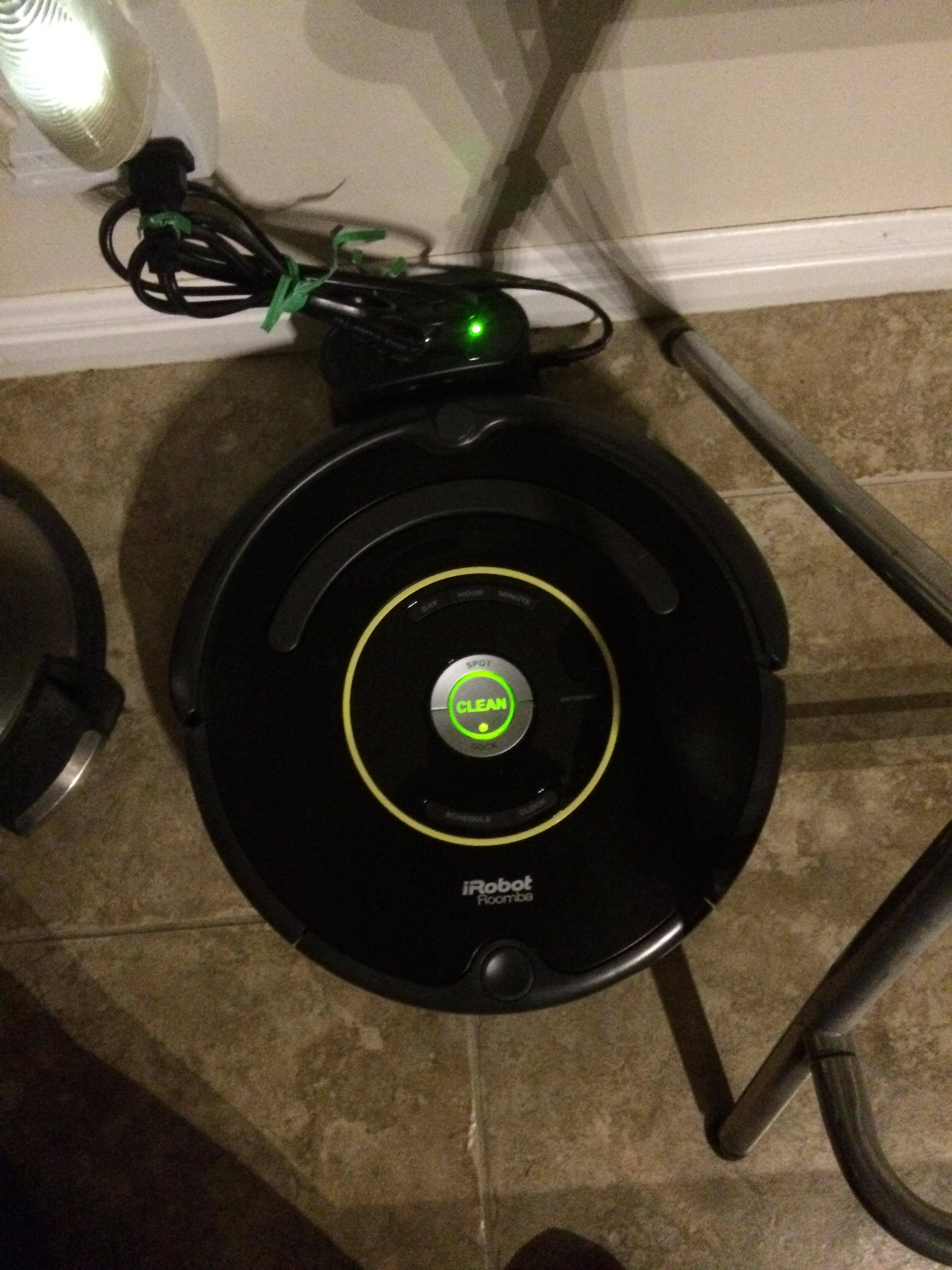 You'll need to tie the extra electrical cord out of way for IBOT to go straight in., click to load a larger version