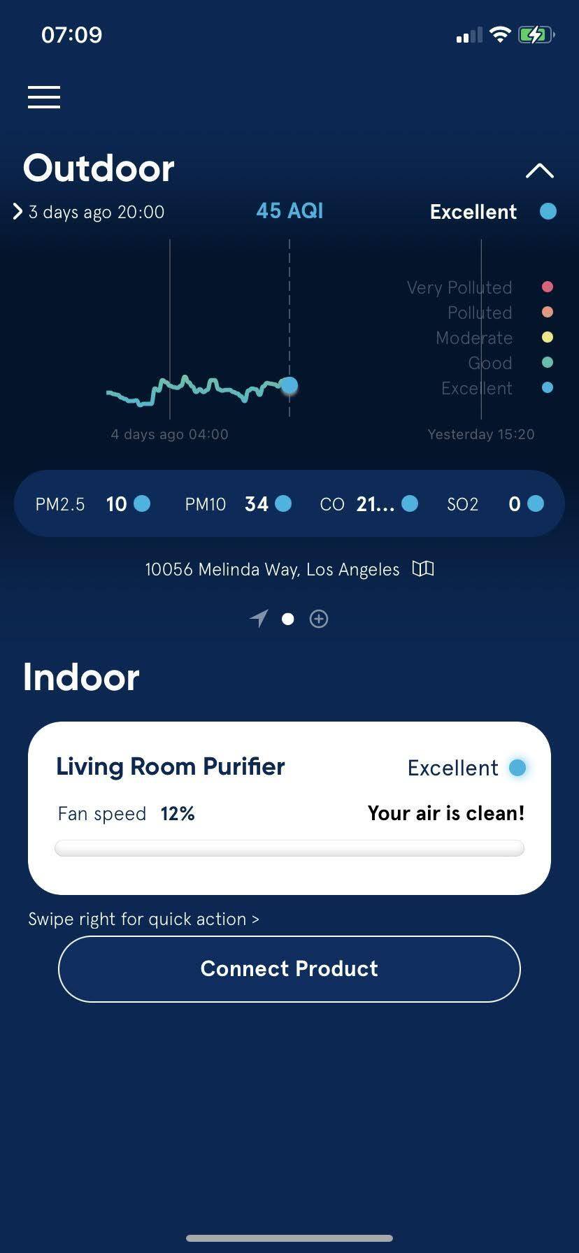 The App checks the air quality outside, click to load a larger version