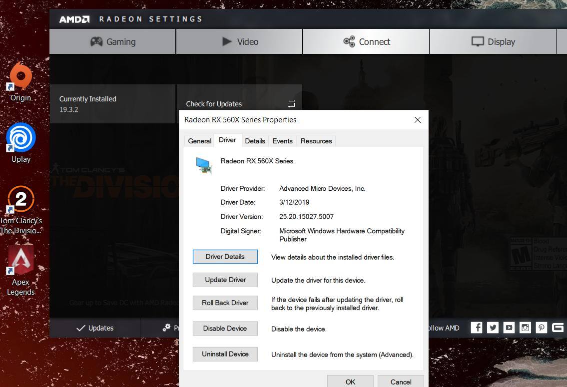 Updated to Adrenalin 2019 edition. The latest driver worked really well with Division 2, click to load a larger version