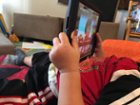Son using iPad with case, click to load a larger version