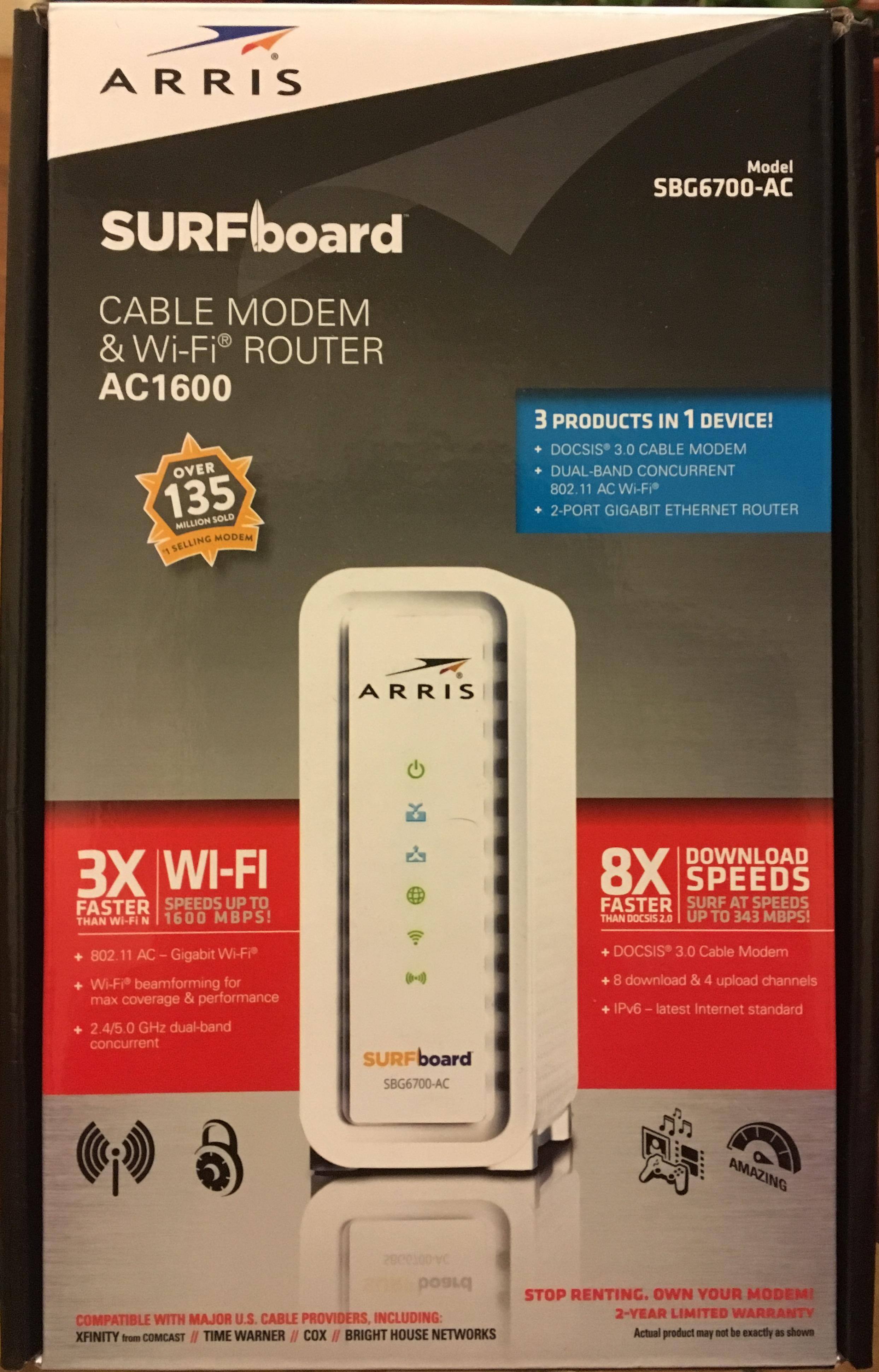 Aprelco Reemplazo del cargador adaptador AC-DC con certificación UL para Arris Surfboard SBG6700-AC Cable Modem WiFi Router Transformador de conmutación Cable de alimentación Fuente de alimentación
