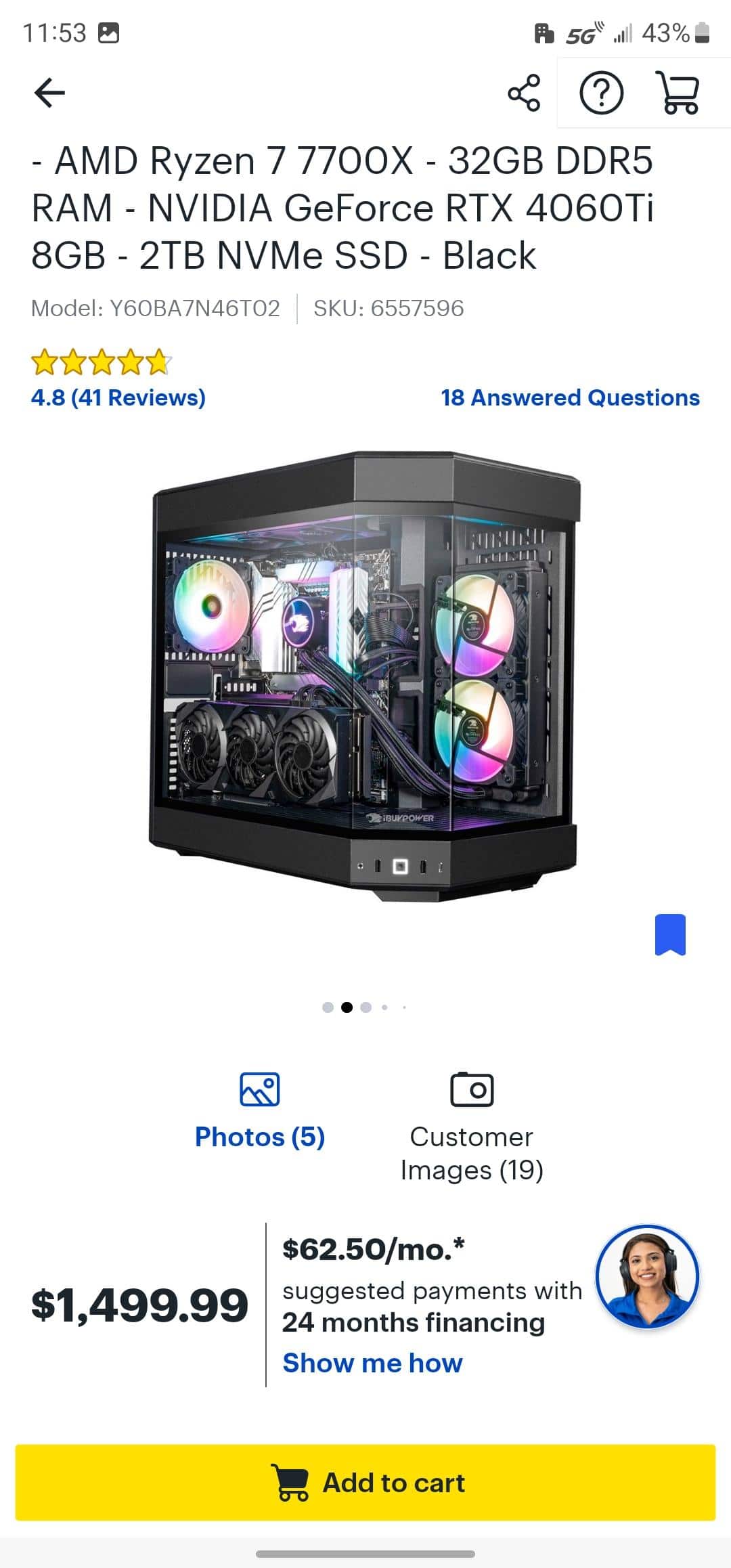 pcy。 iBUYPOWER Y60 Gaming Desktop AMD Ryzen 7 7700X 32GB DDR5 RAM
