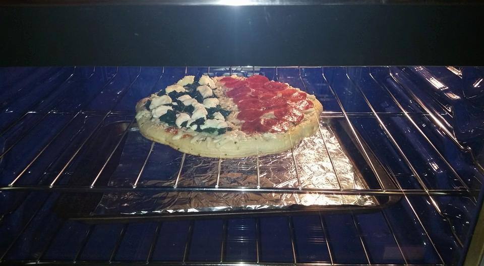 First pizza in the new oven., click to load a larger version