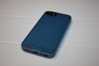 The blue case really sits nice with the black phone., click to load a larger version