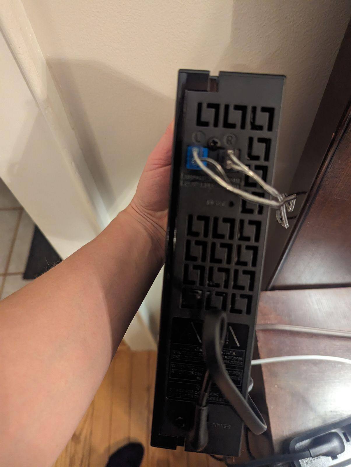 Back of wireless hub, make sure wires are well seated, click to load a larger version