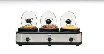 Triple crock pot 2.5 QT w/lid holder!, click to load a larger version