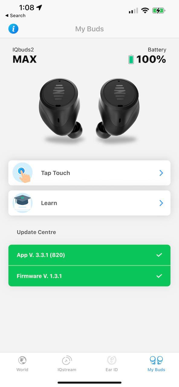 Bud status in the app., click to load a larger version