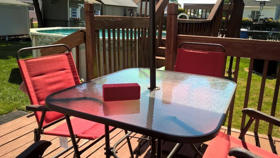 Outside on patio., click to load a larger version