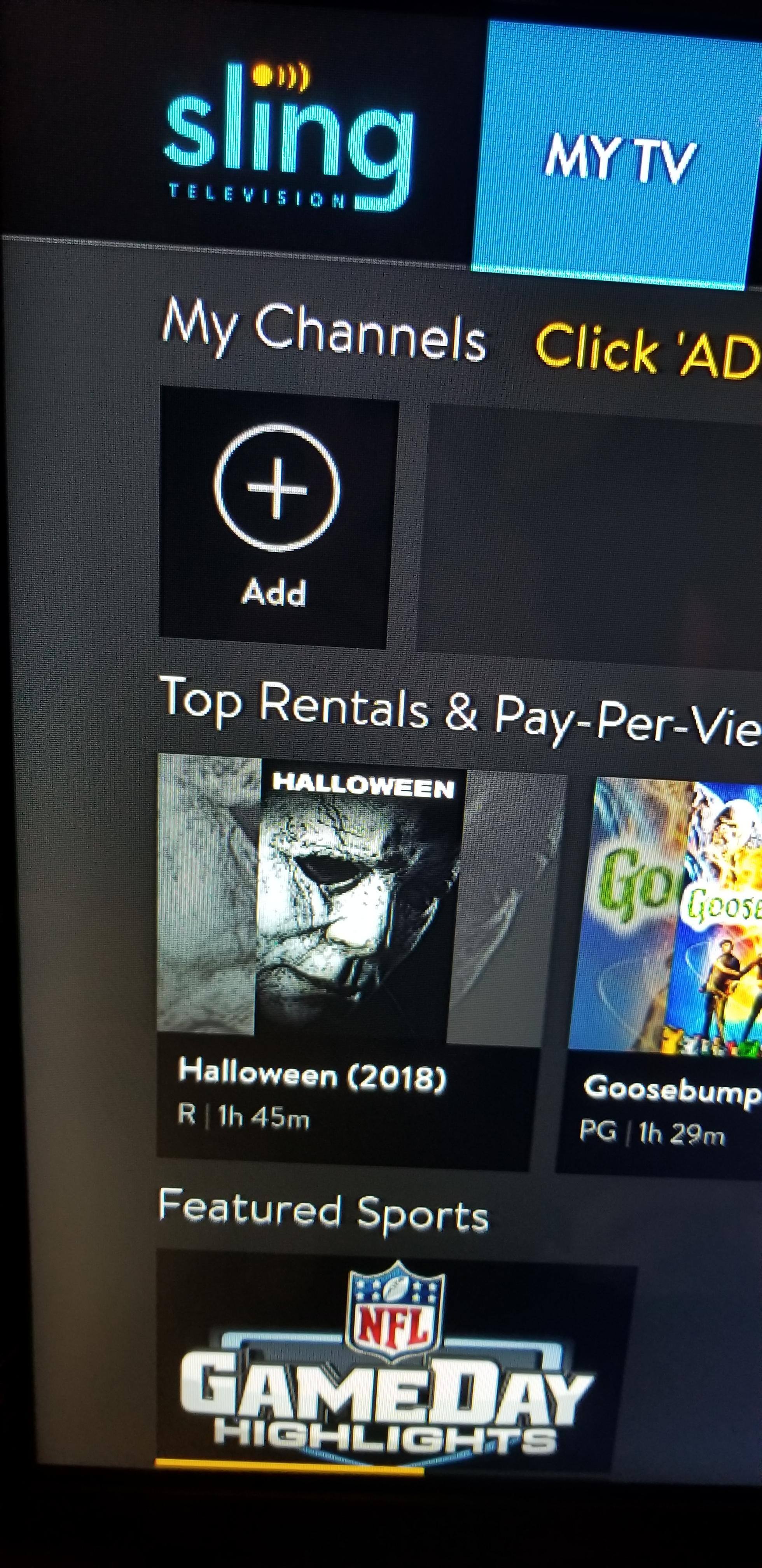 Just a view of Slingtv menu on our TV, click to load a larger version