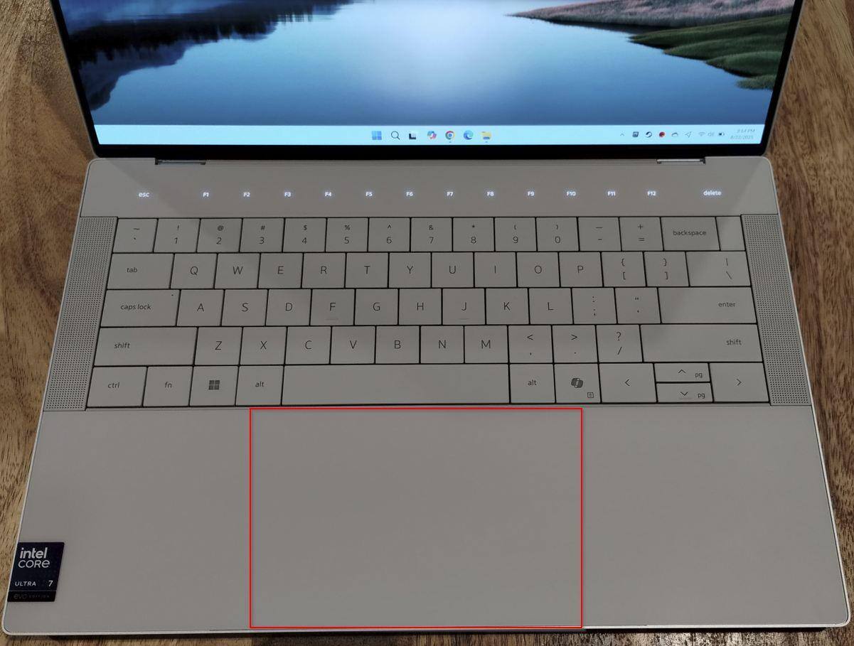 The red box roughly shows the touchpad area., click to load a larger version