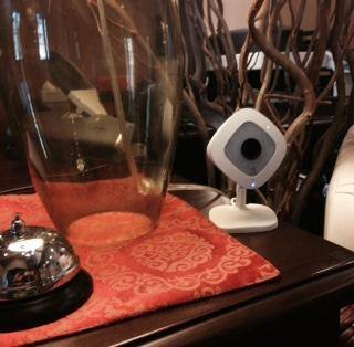 Arlo Q on lobby desk., click to load a larger version