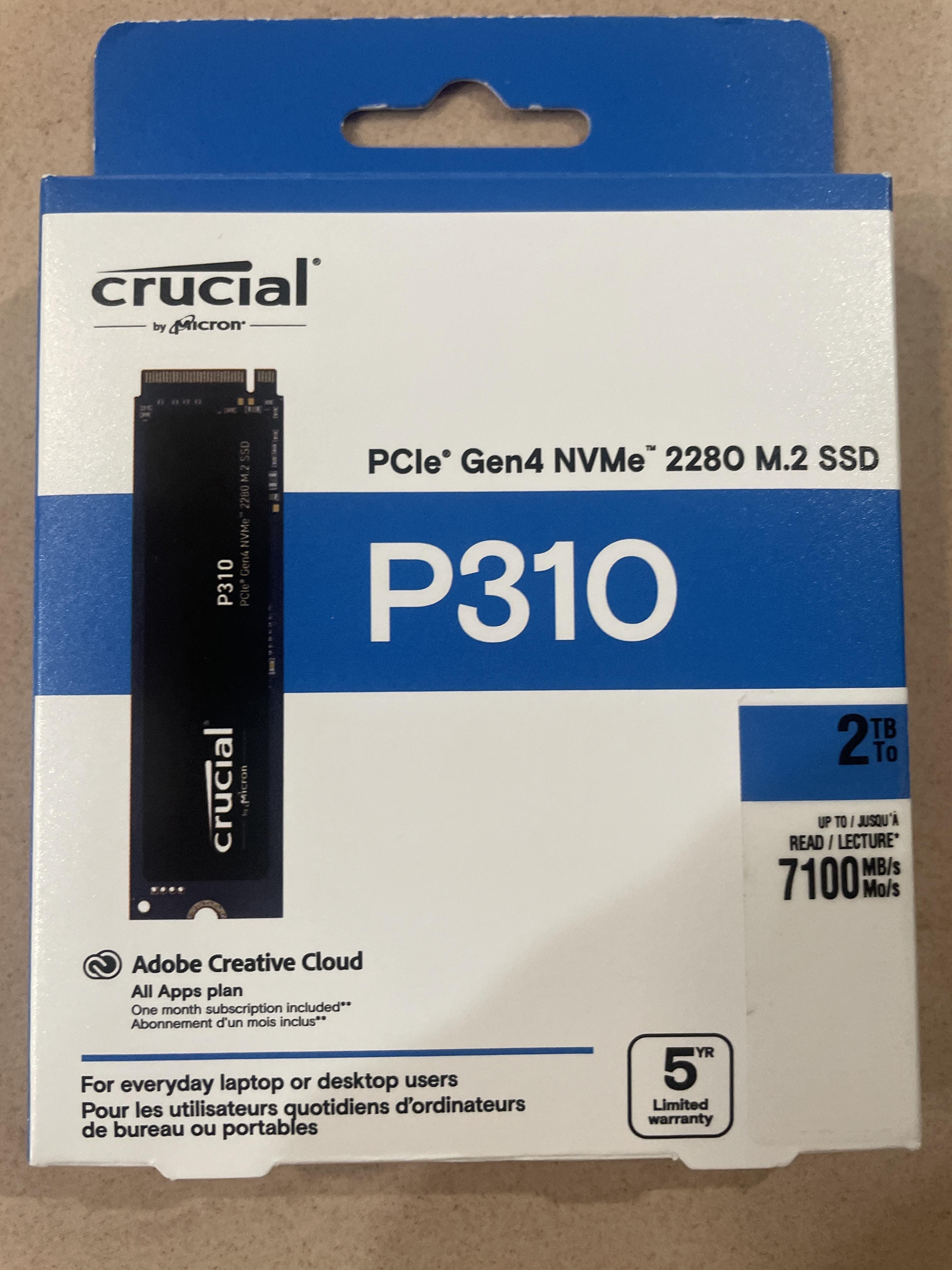 Crucial P310 2TB Internal SSD PCIe Gen 4 x4 NVMe M.2