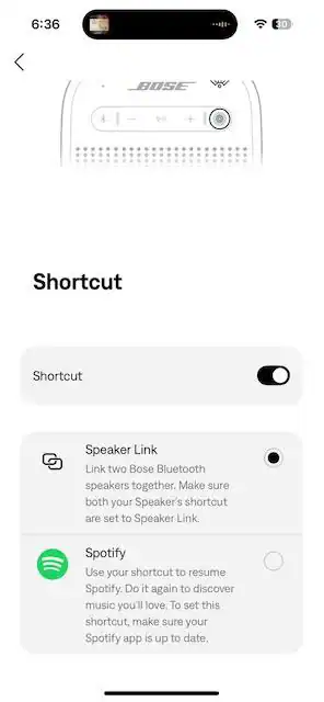 the "shortcut button" configures to your choice, including a Spotify select one touch connections, click to load a larger version