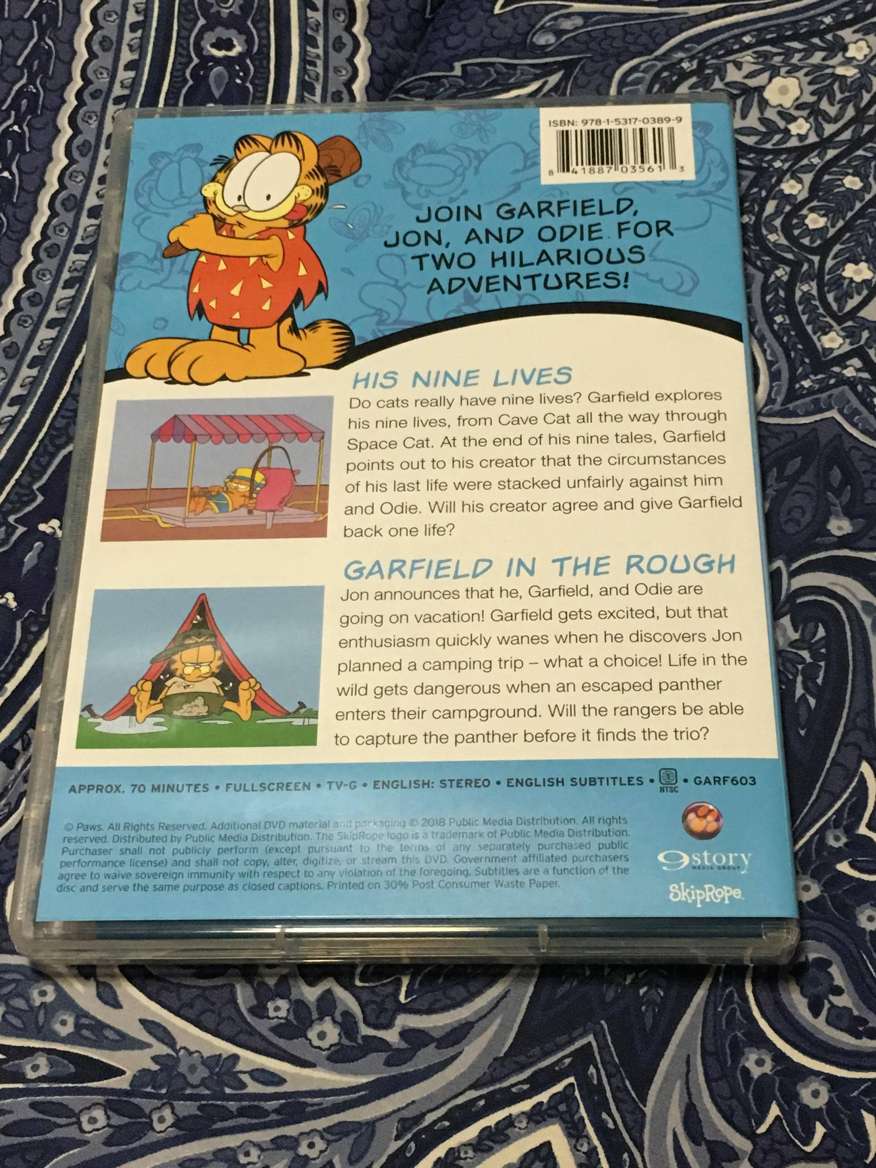 Back of “Garfield: Nine Lives” DVD explains each episode on the disc, click to load a larger version