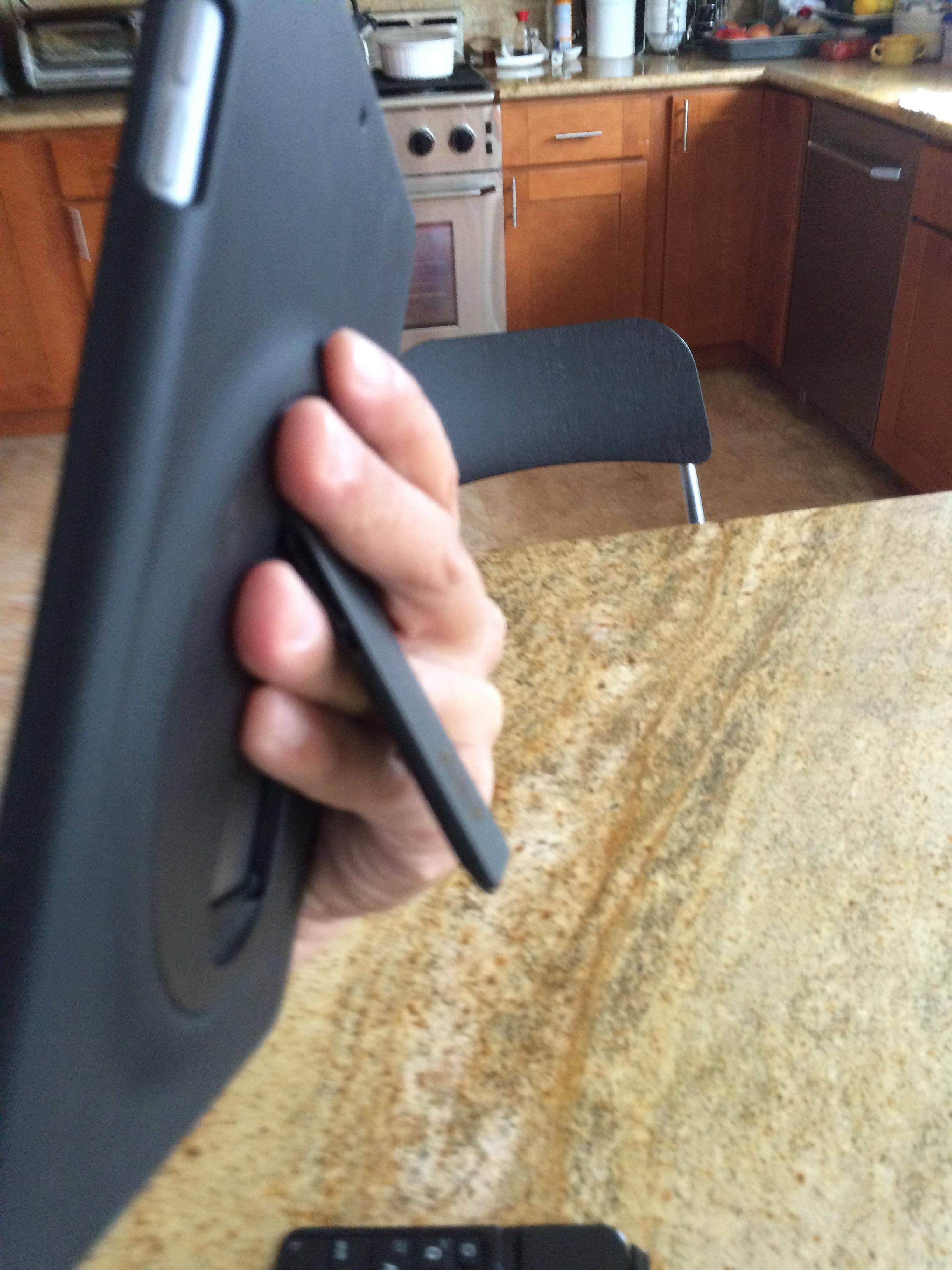 This grip is super ergonomic when using the iPad Mini without a table -- Try it and see!, click to load a larger version