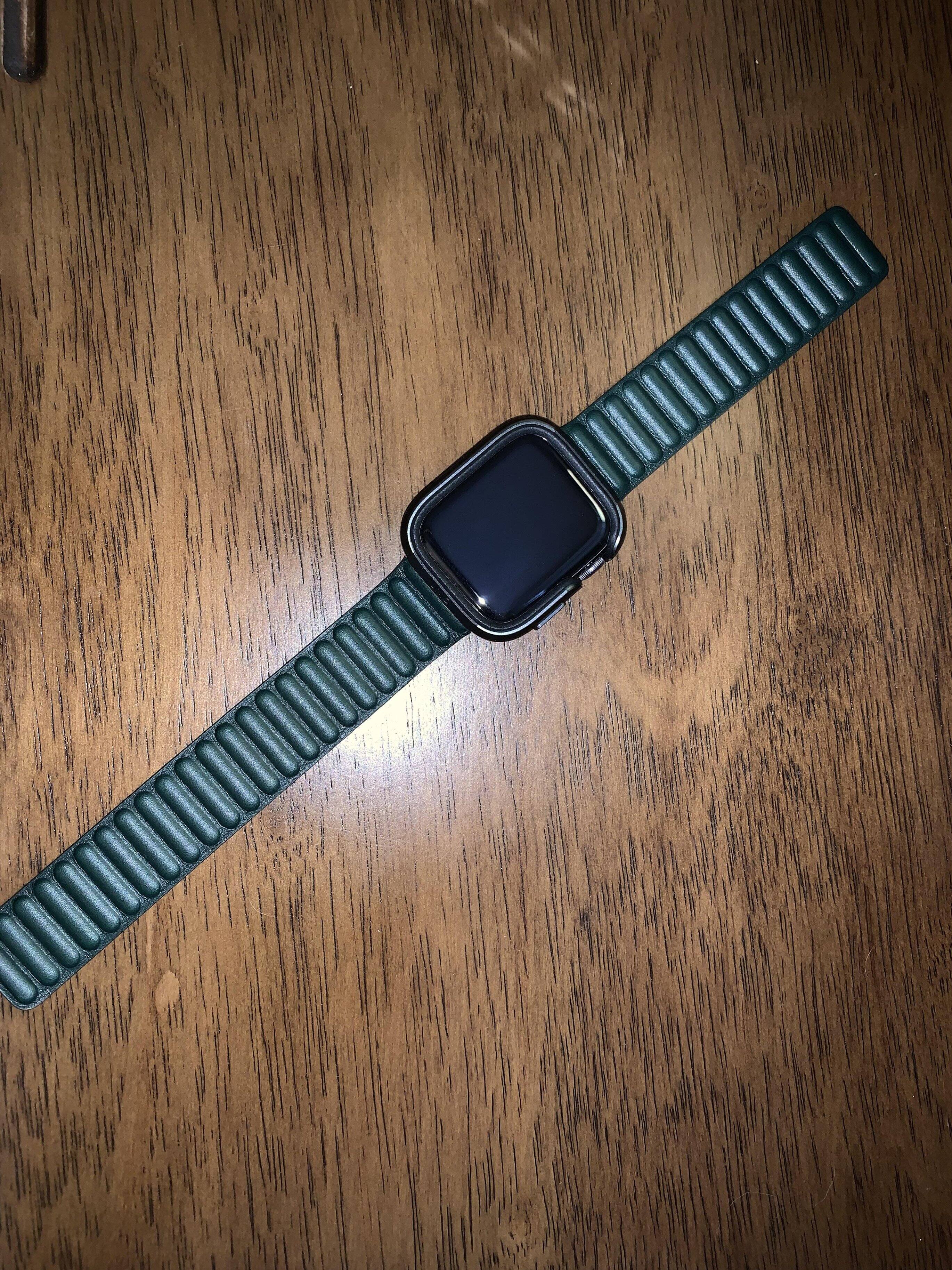 Leather Link for Apple Watch 45mm Sequoia Green ML803AM/A