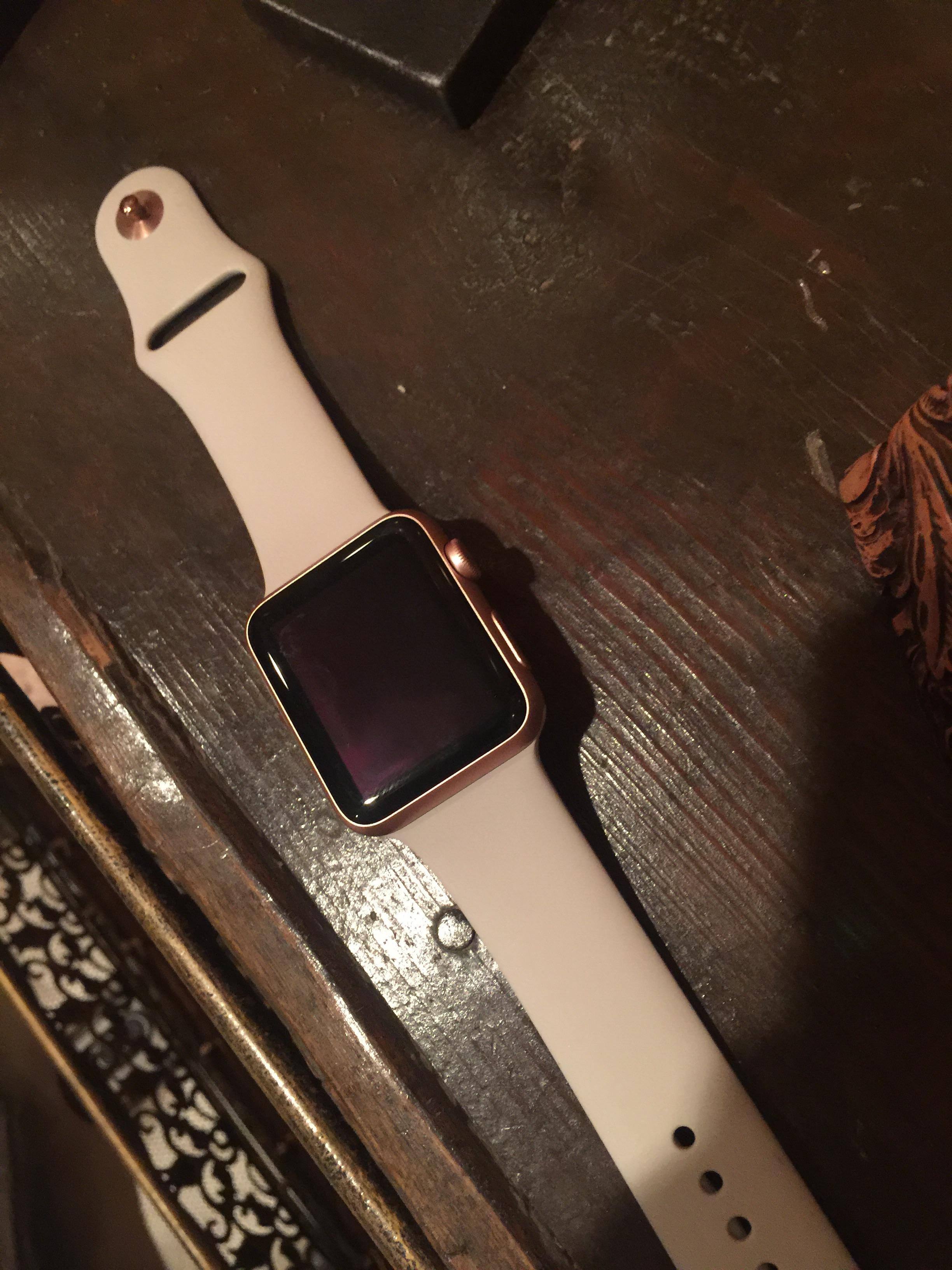 42mm rose gold/stone band, click to load a larger version