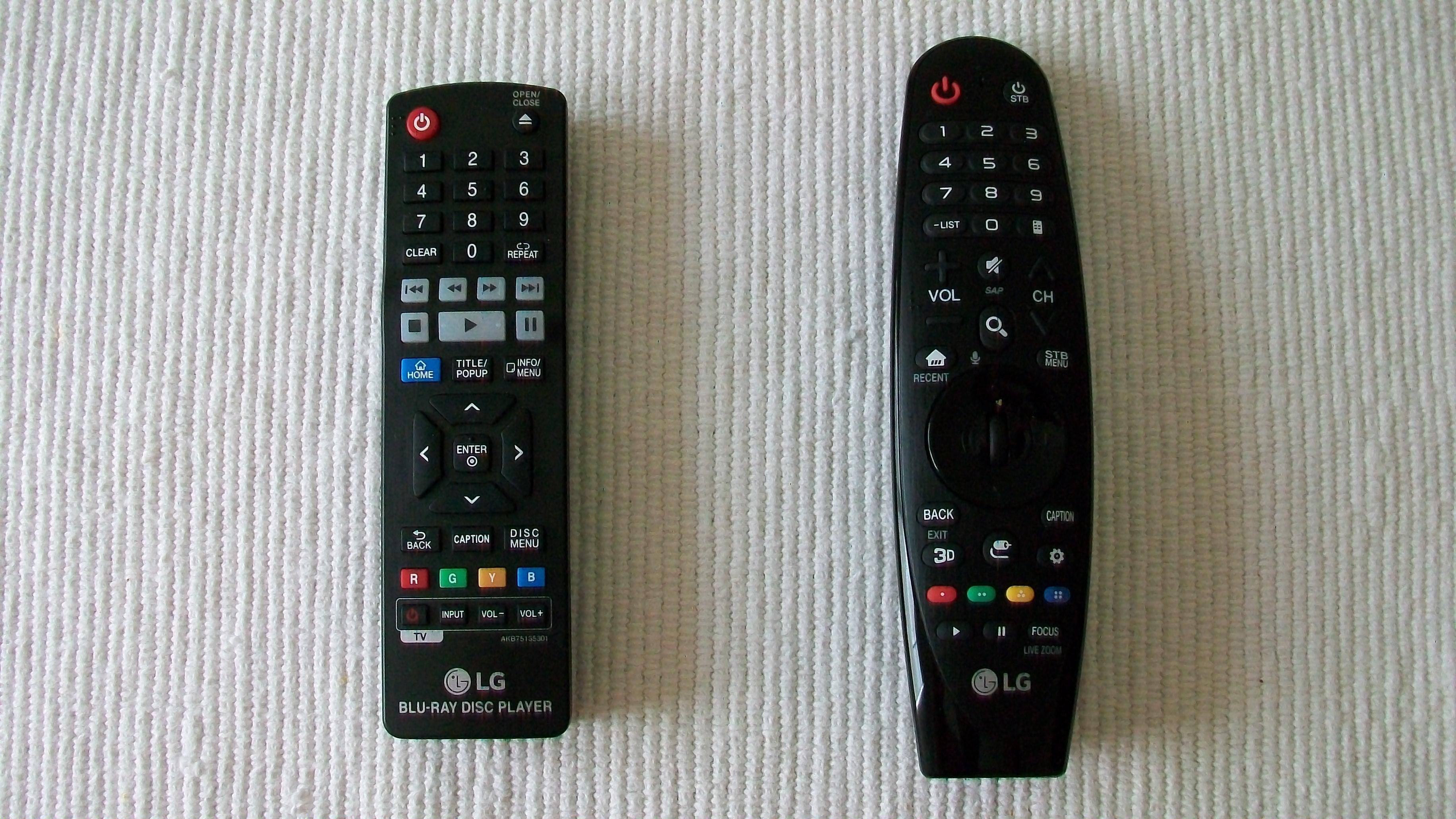 LG linked Player and TV remotes, click to load a larger version