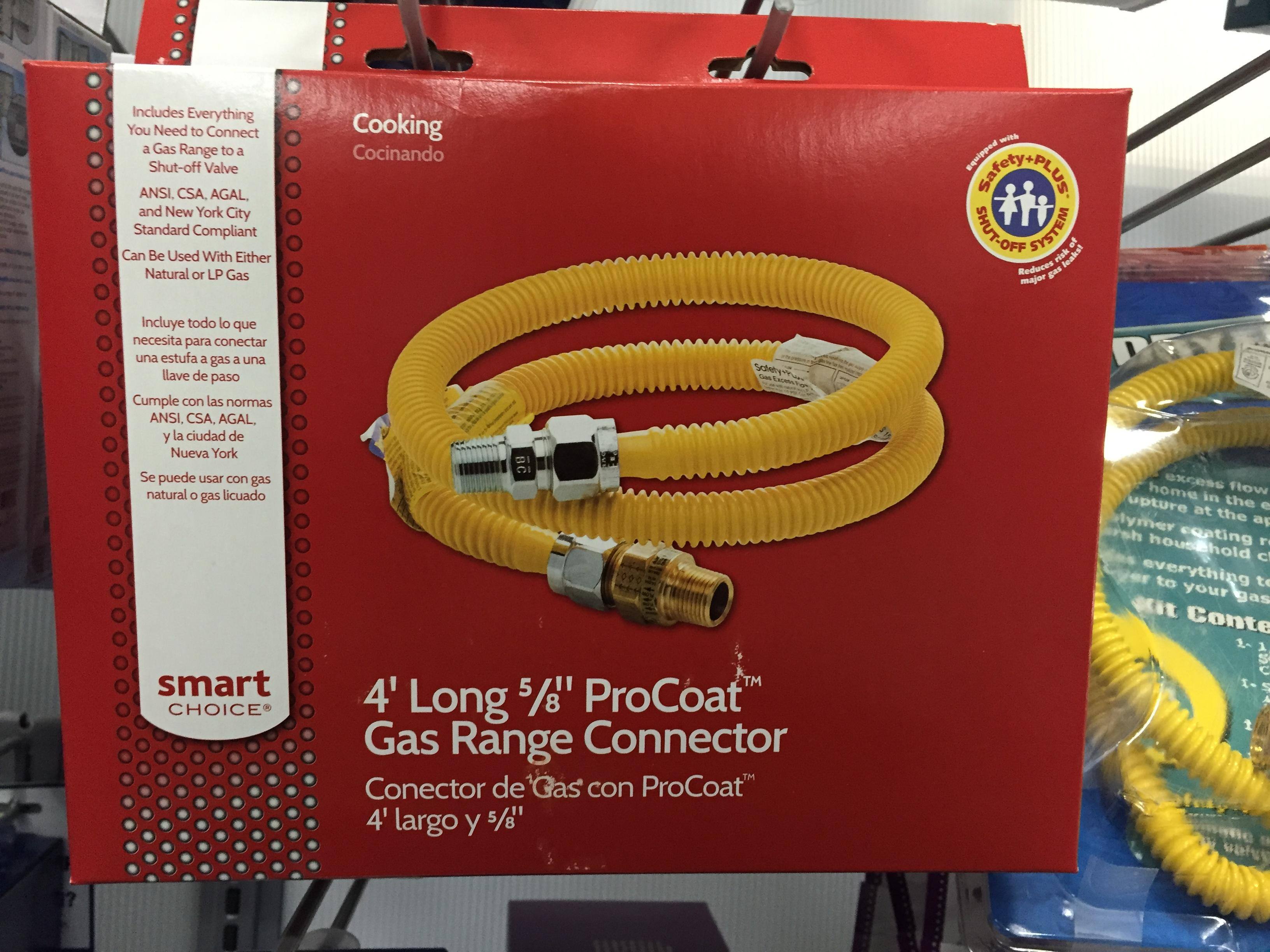 The gas range connector hose, click to load a larger version