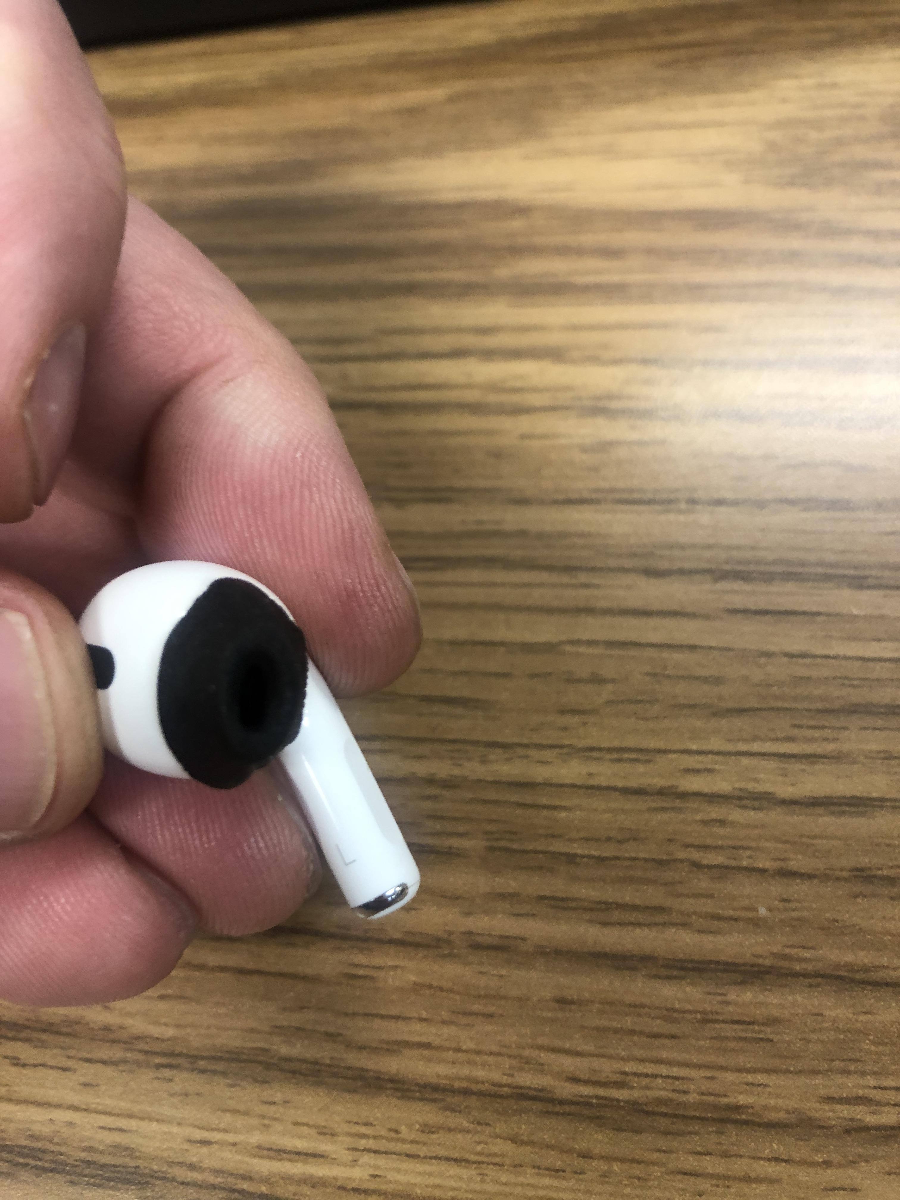 compressed ear tip before placing in ear, click to load a larger version