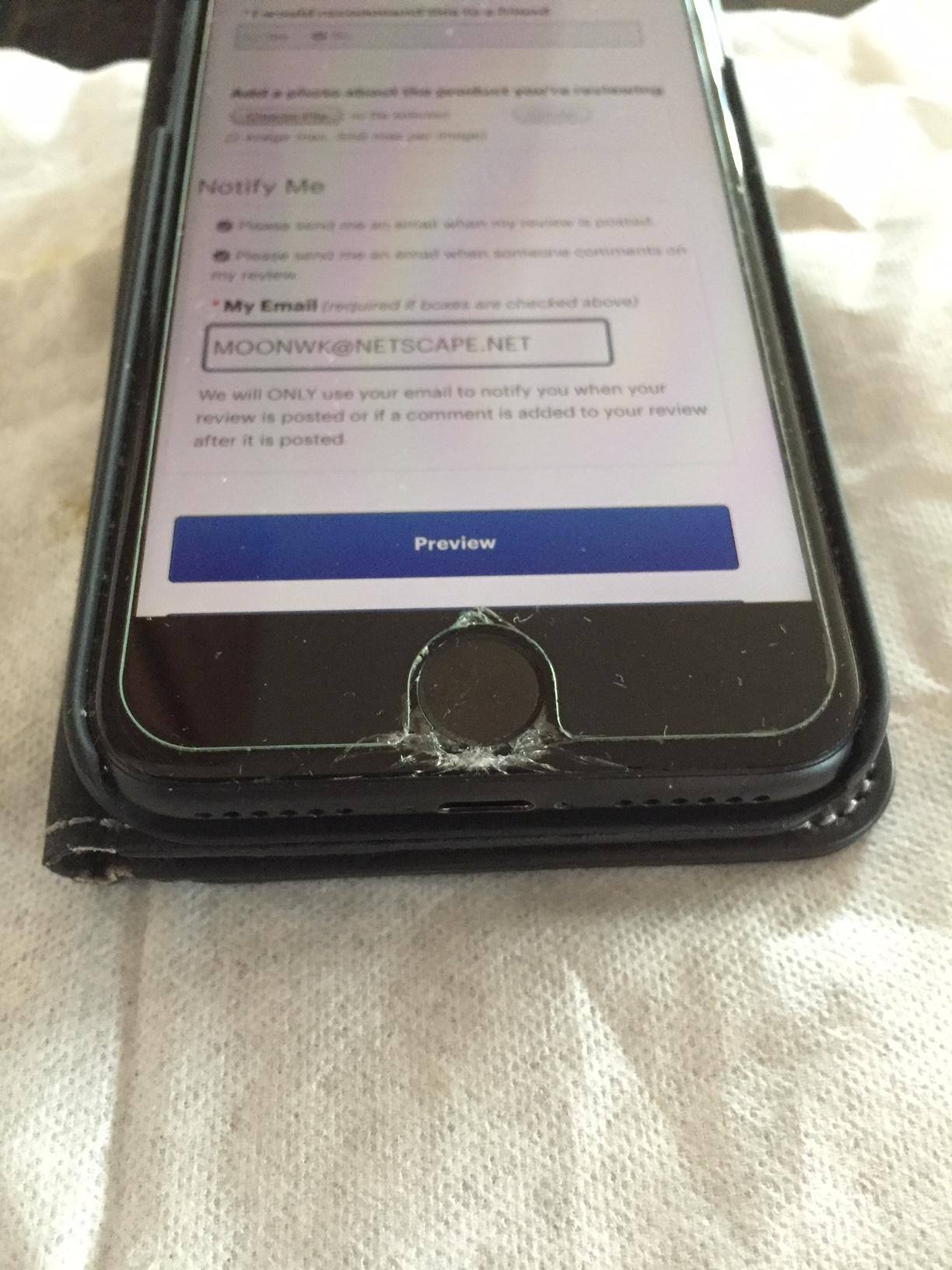 Cracked iPhone screen, click to load a larger version