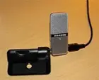 Microphone has convenient stand., click to load a larger version