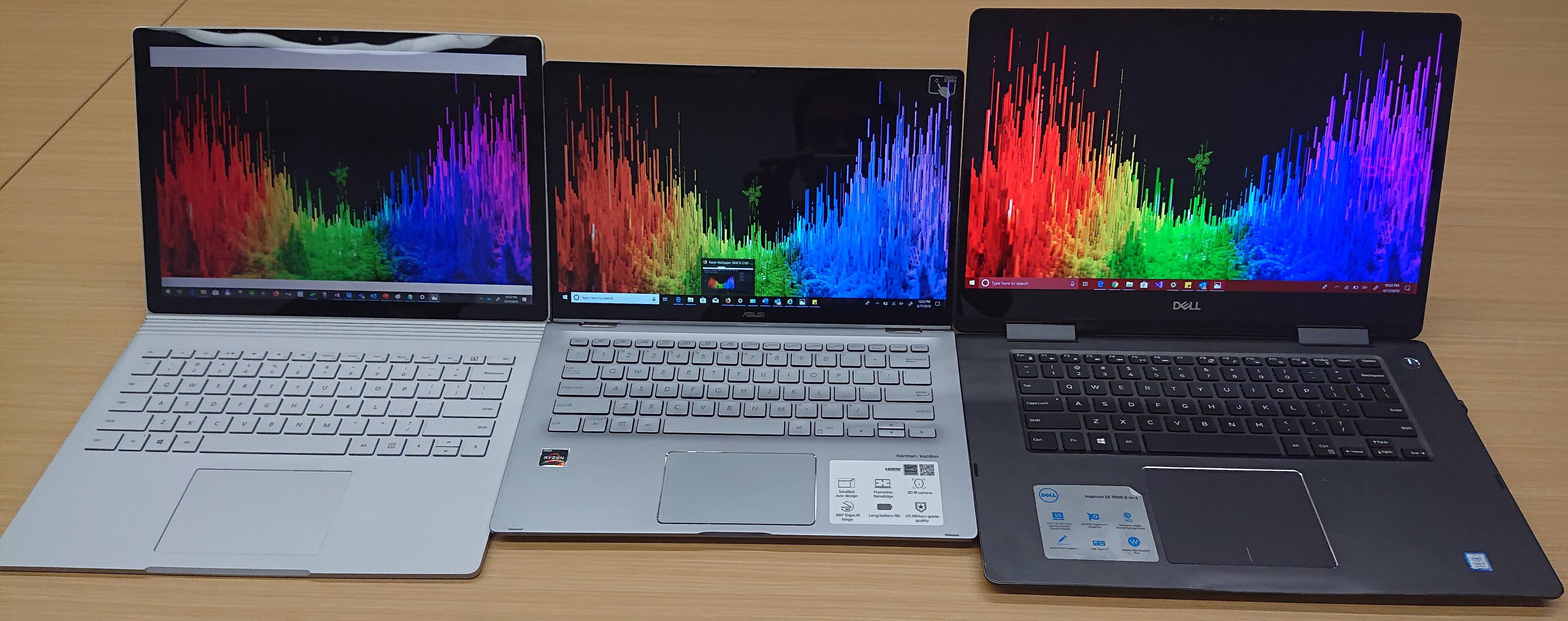 Asus laptop in the middle, click to load a larger version