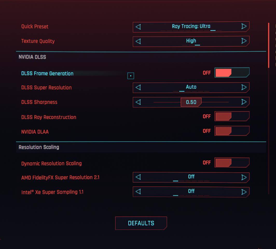 DSLL 3 Frame Generation setting  - in game, click to load a larger version