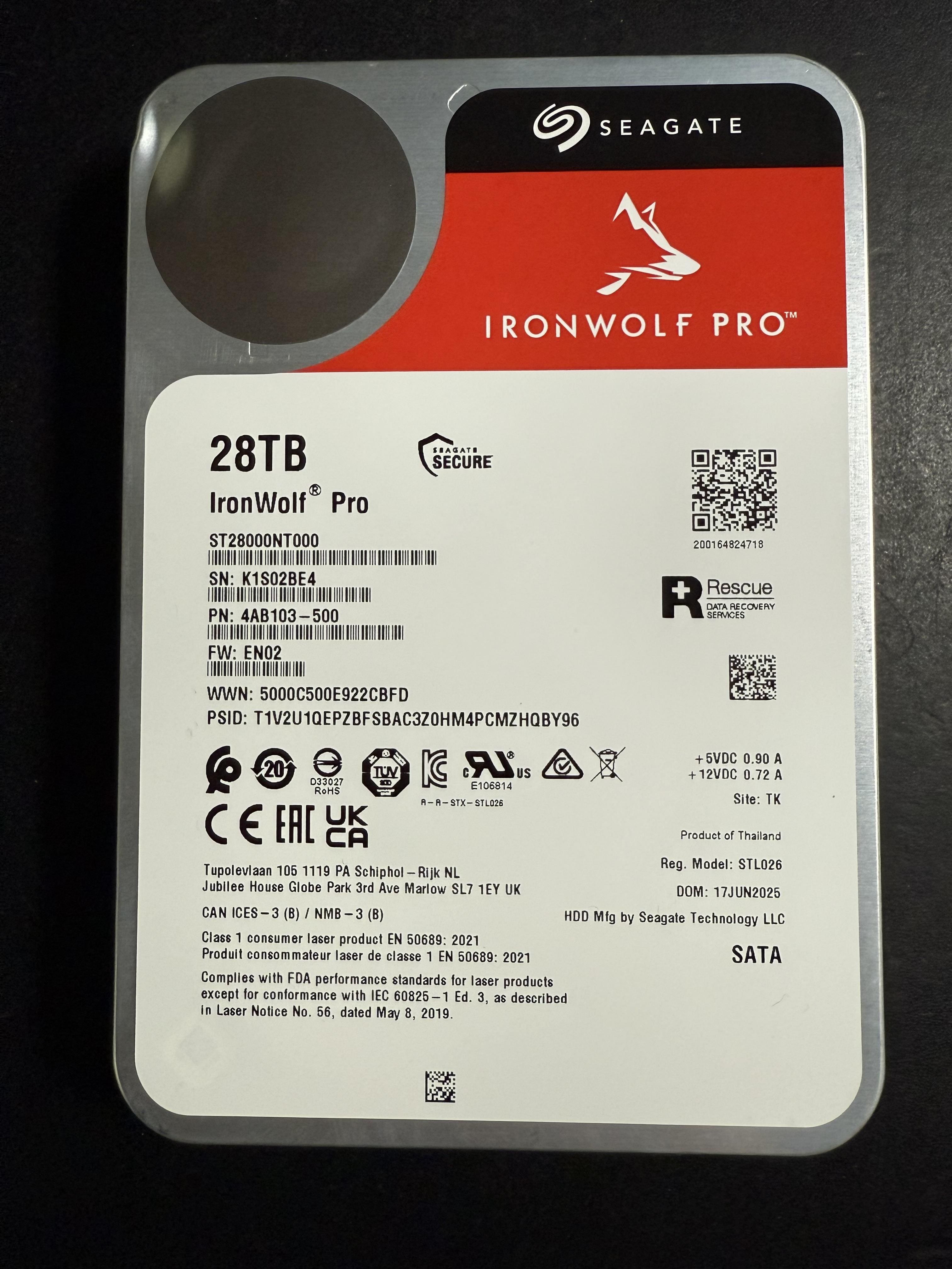 Seagate IronWolf Pro 28TB NAS Internal Hard Drive with Rescue Data